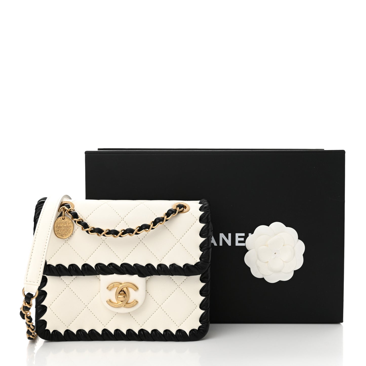 Braided Calfskin Mini My Own Frame Flap White