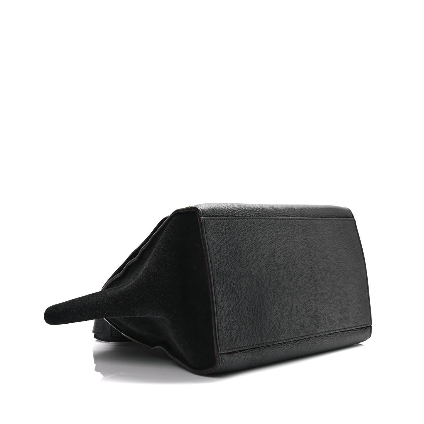 Drummed Calfskin Suede Medium Trapeze Black