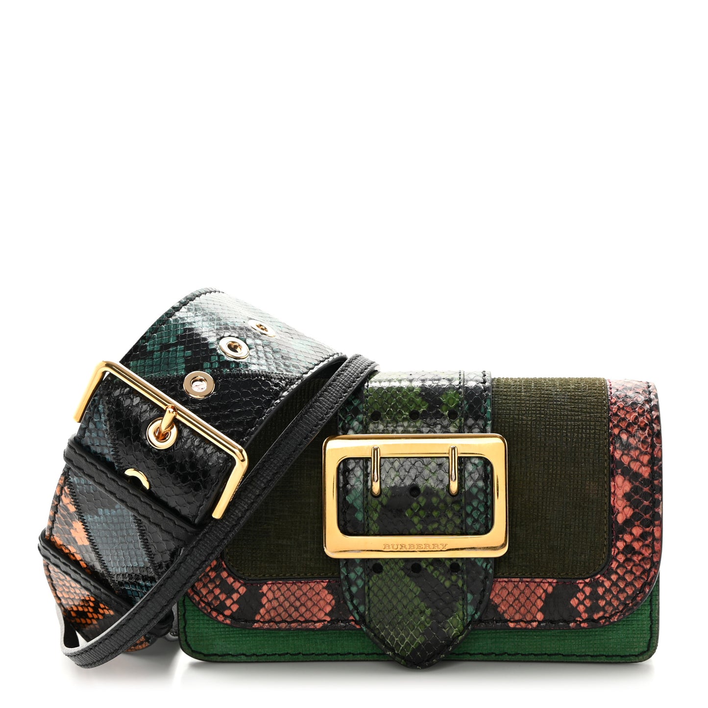 Suede Watersnake Print Small Madison Buckle Bag Multicolor