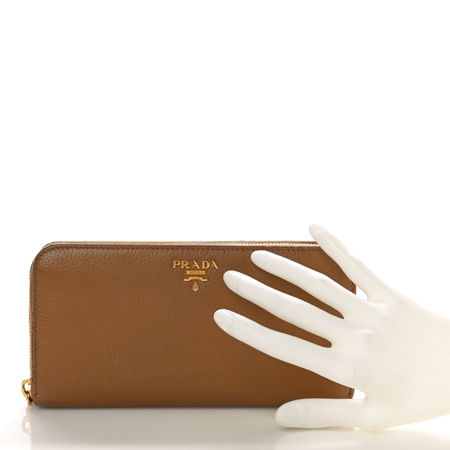 Daino Bi-Color Metal Zip Around Wallet Caramel Papaya
