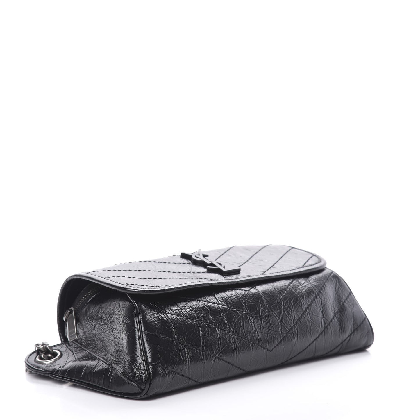 Crinkled Calfskin Matelasse Monogram Niki Body Bag Black
