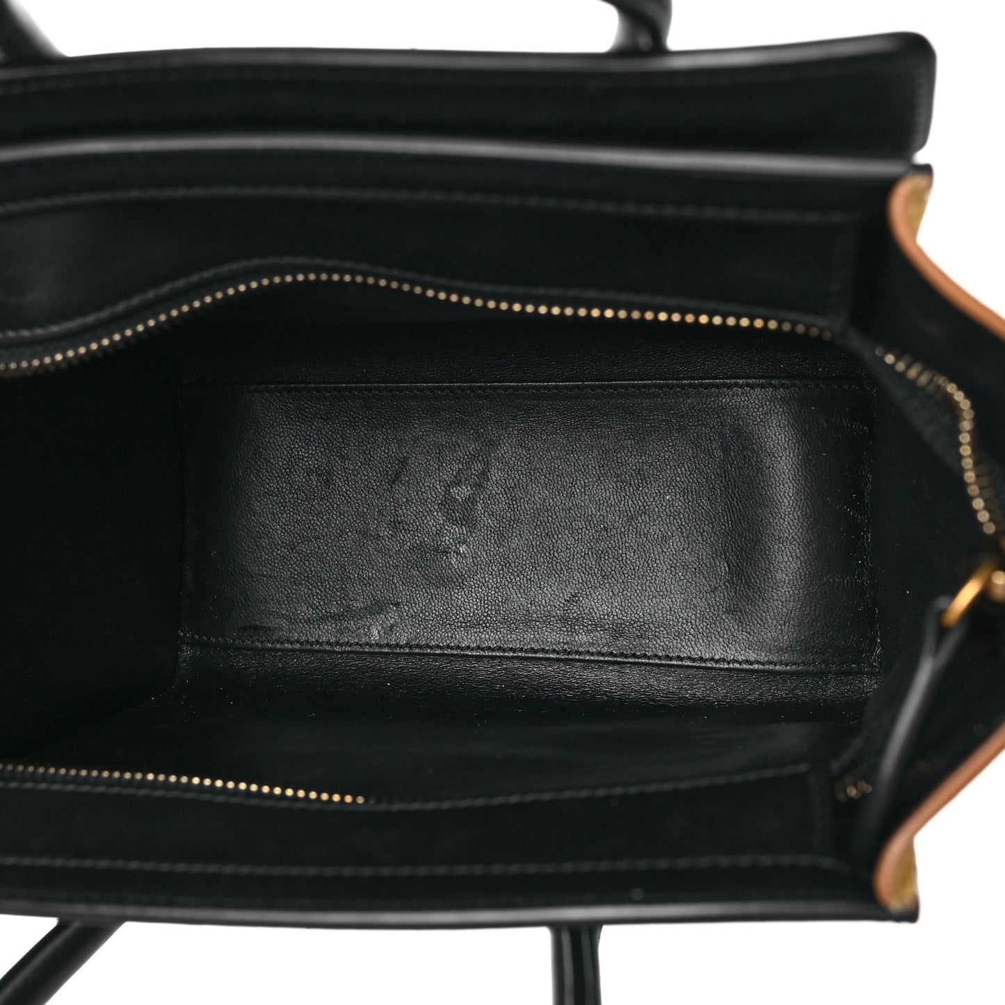 Drummed Calfskin Suede Nano Tri-Color Luggage Amber