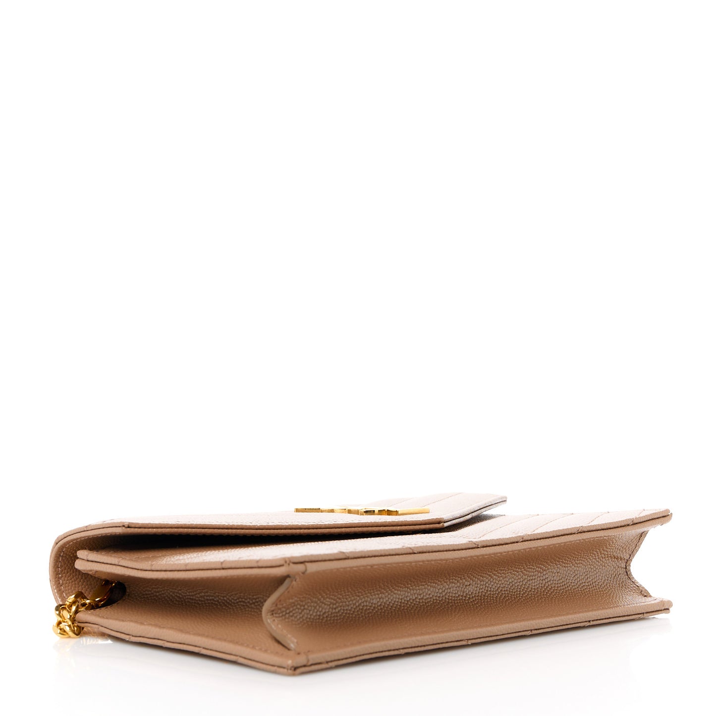Grain De Poudre Matelasse Chevron Monogram Envelope Chain Wallet Taupe