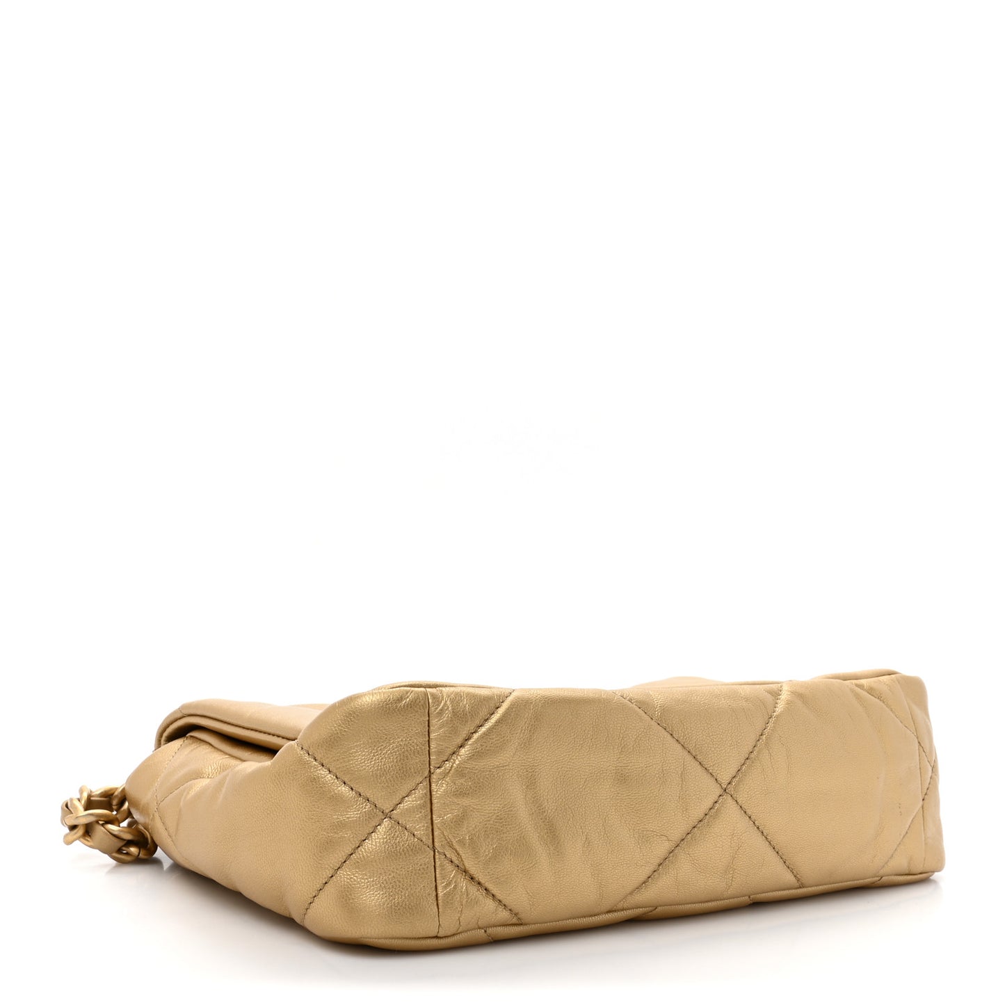Metallic Goatskin Quilted Medium Chanel 19 Flap Gold