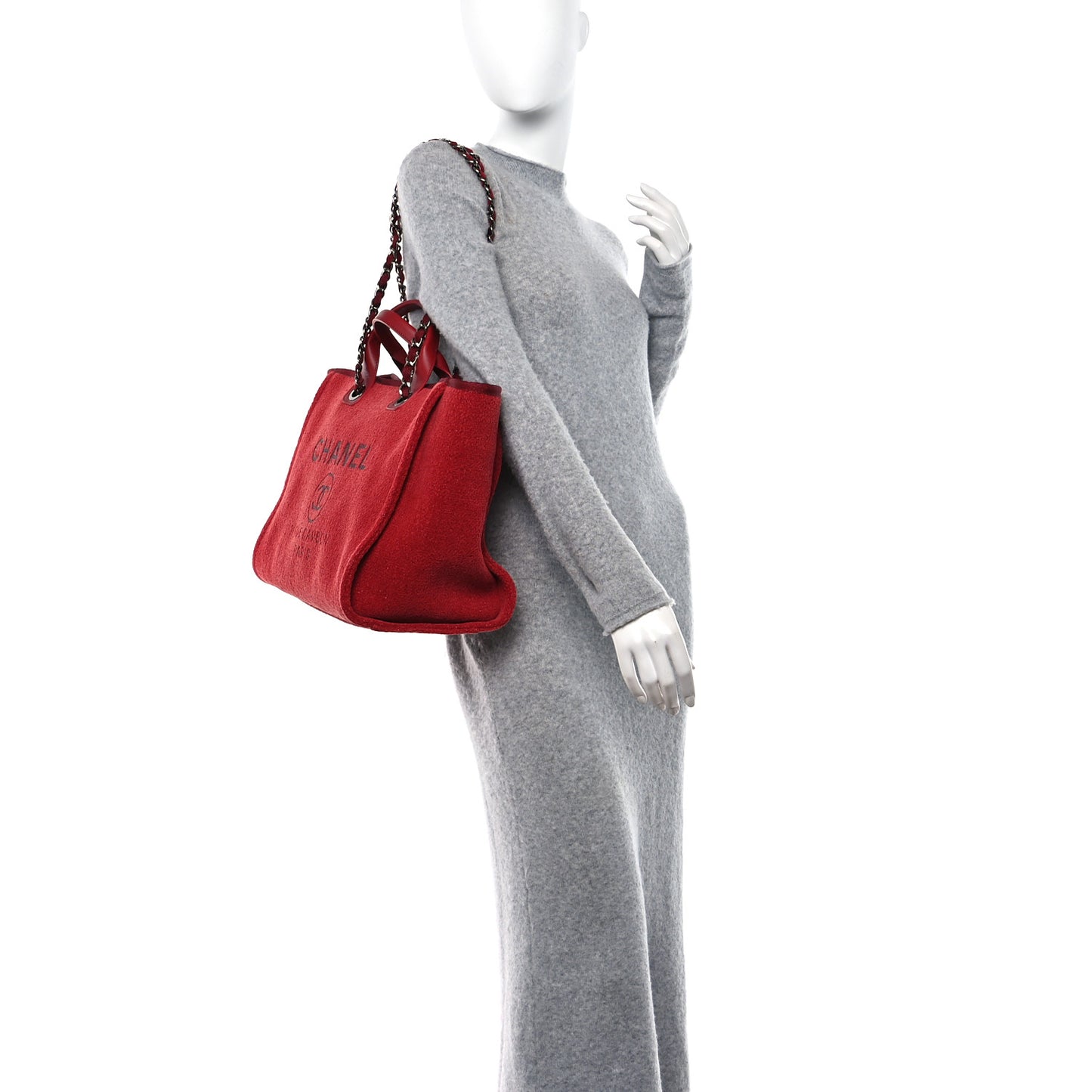 Lurex Boucle Medium Deauville Tote Red