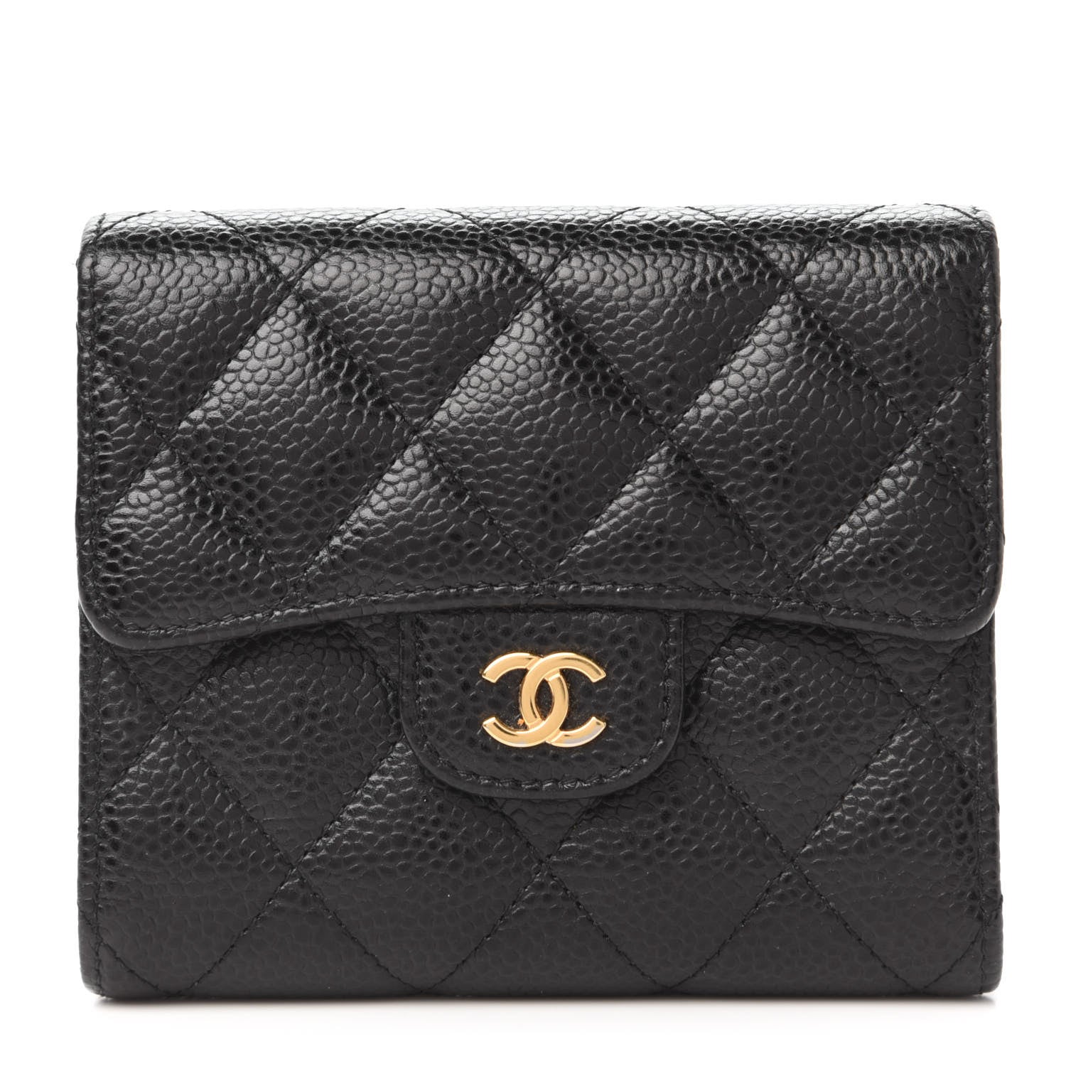 Chanel Caviar Quilted Compact Flap Wallet Black 1 of 12