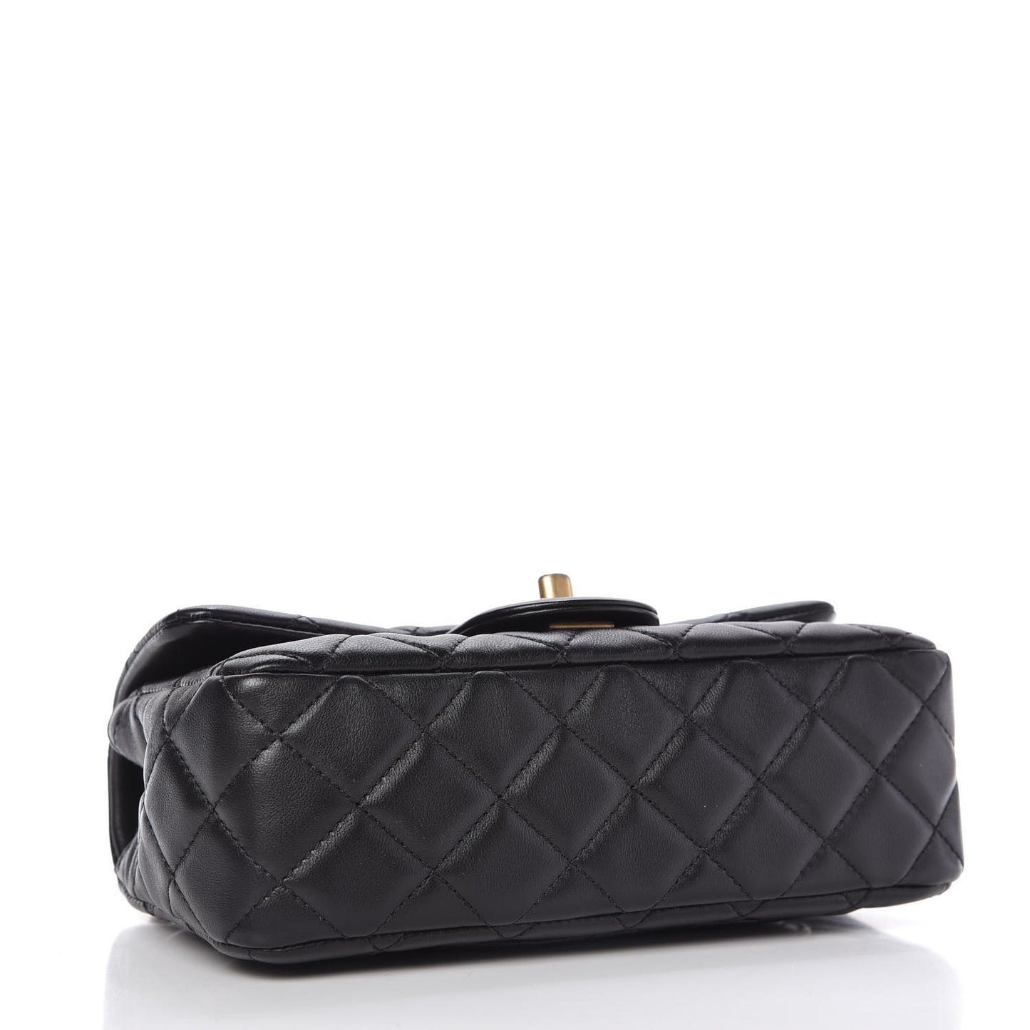 Lambskin Quilted Mini Rectangular Pearl Crush Flap Black