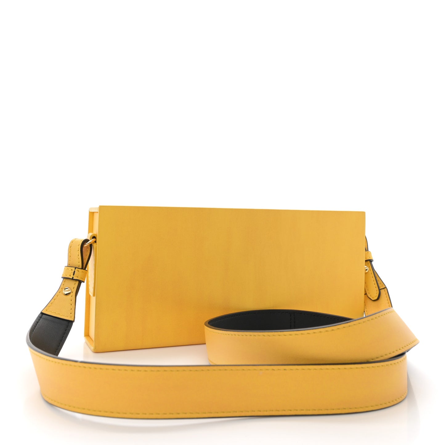 Vitello Fluffy Logo Horizontal Box Crossbody Bag Yellow Box Black