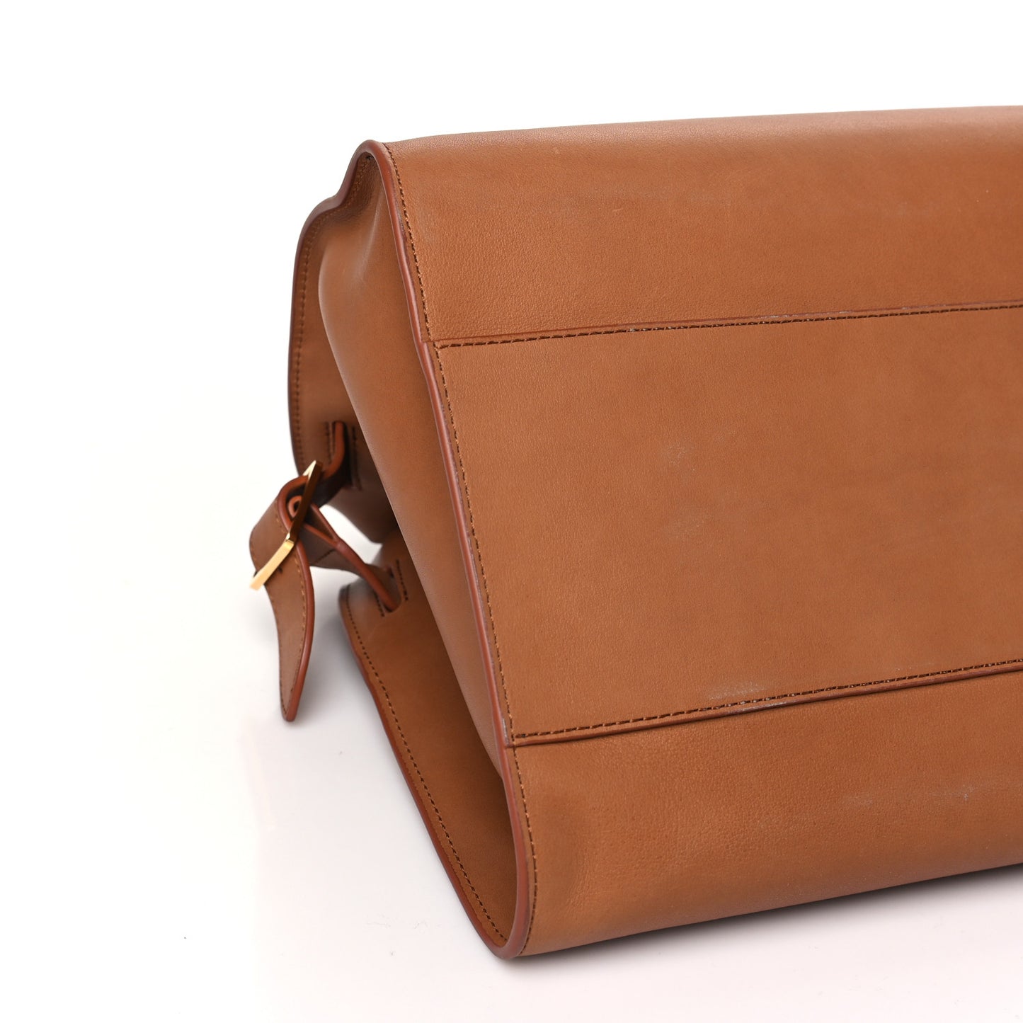 Polished Saddle Calfskin Margaux EW Clutch Brandy