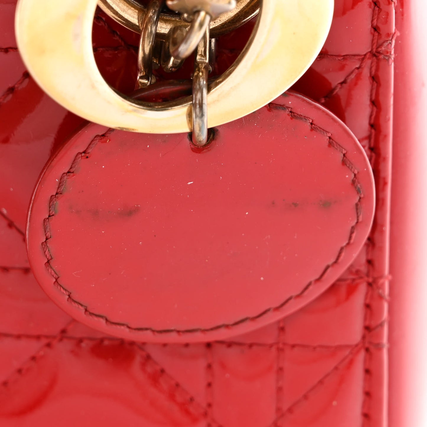 Patent Cannage Mini Lady Dior Red