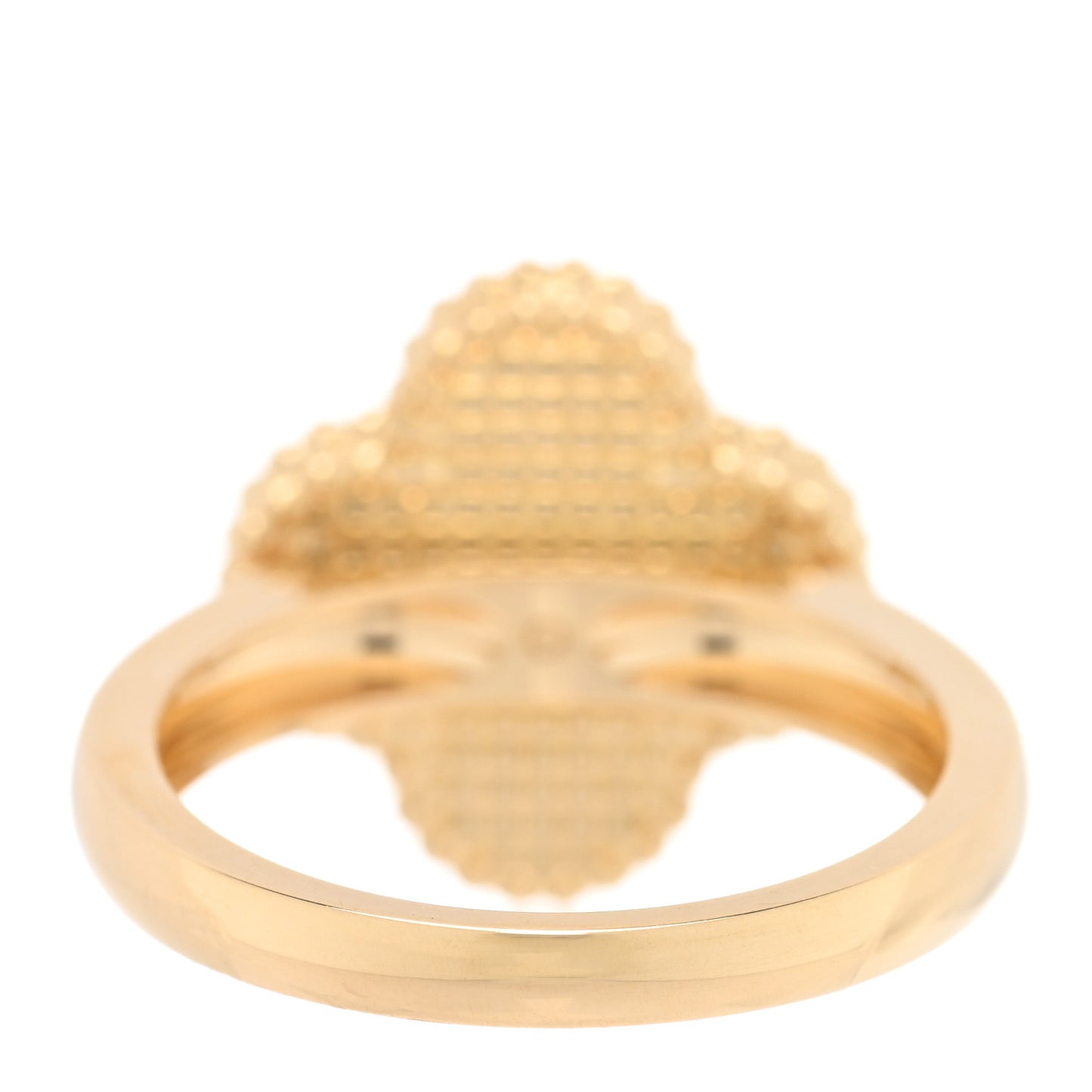 18K Yellow Gold Diamond Mother of Pearl Vintage Alhambra Ring 54 6.75