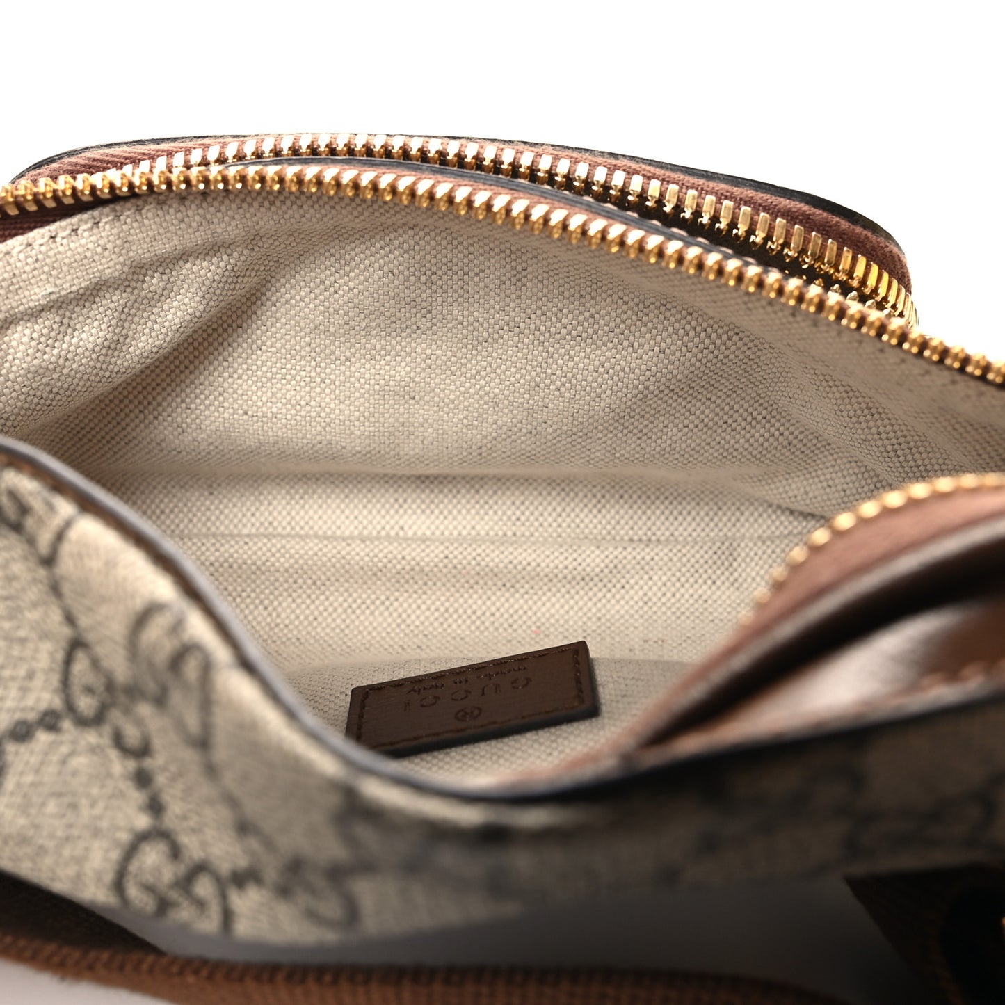 GG Supreme Monogram Textured Calfskin Retro Interlocking G Belt Bag Beige Ebony Brown Sugar