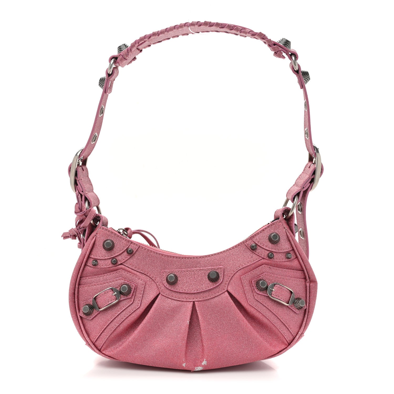 Balenciaga Sparkling Fabric Le Cagole Shoulder Bag XS Sweet Pink 