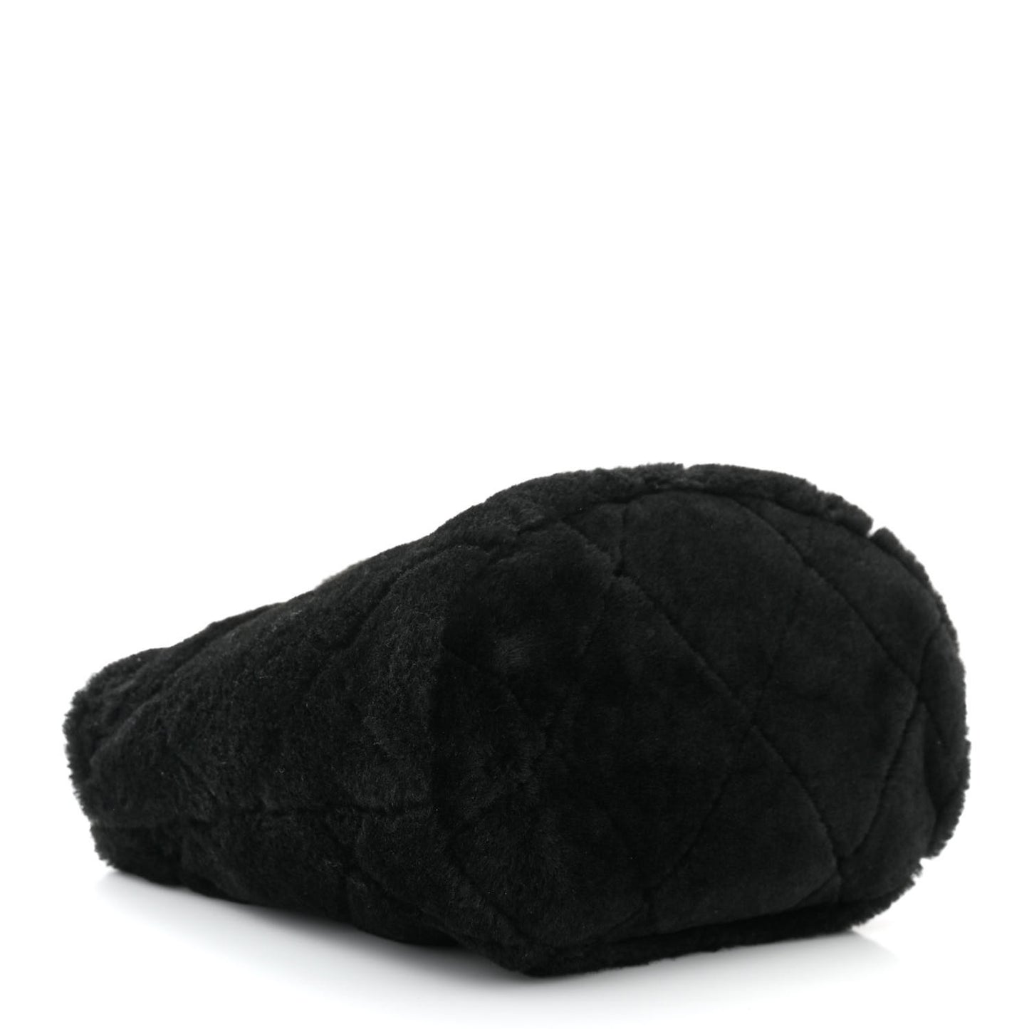 Shearling Lambskin Crystal Strass Flap Black