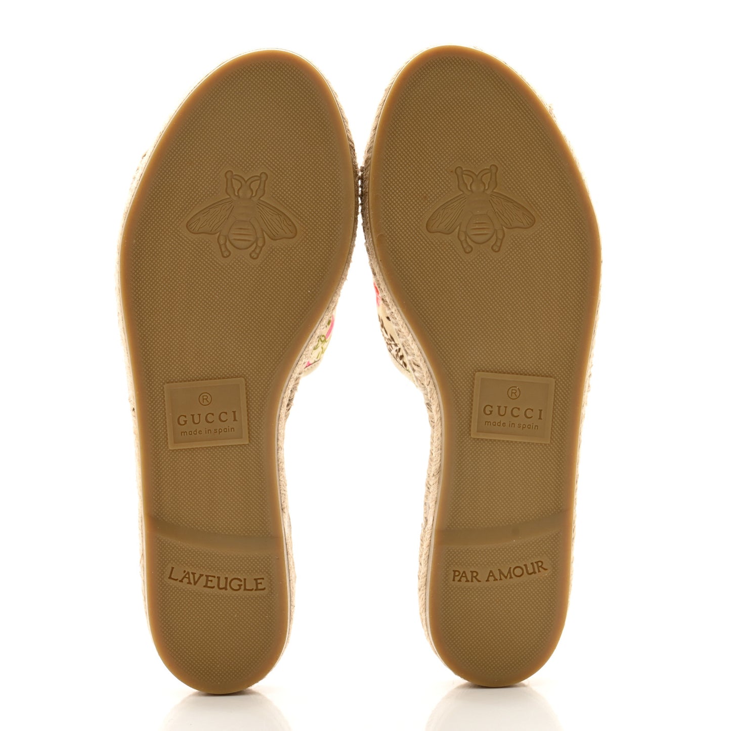 Nappa Matelasse Diagonal Floral Print GG Marmont Pilar Espadrille Slide Sandals 39 Ivory Pink