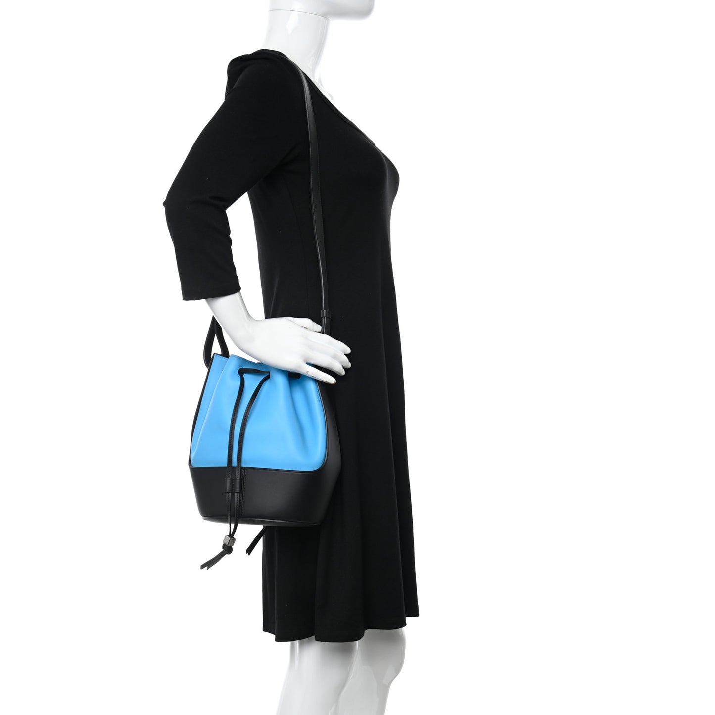 Calfskin Small Balloon Bucket Bag Topaz Black