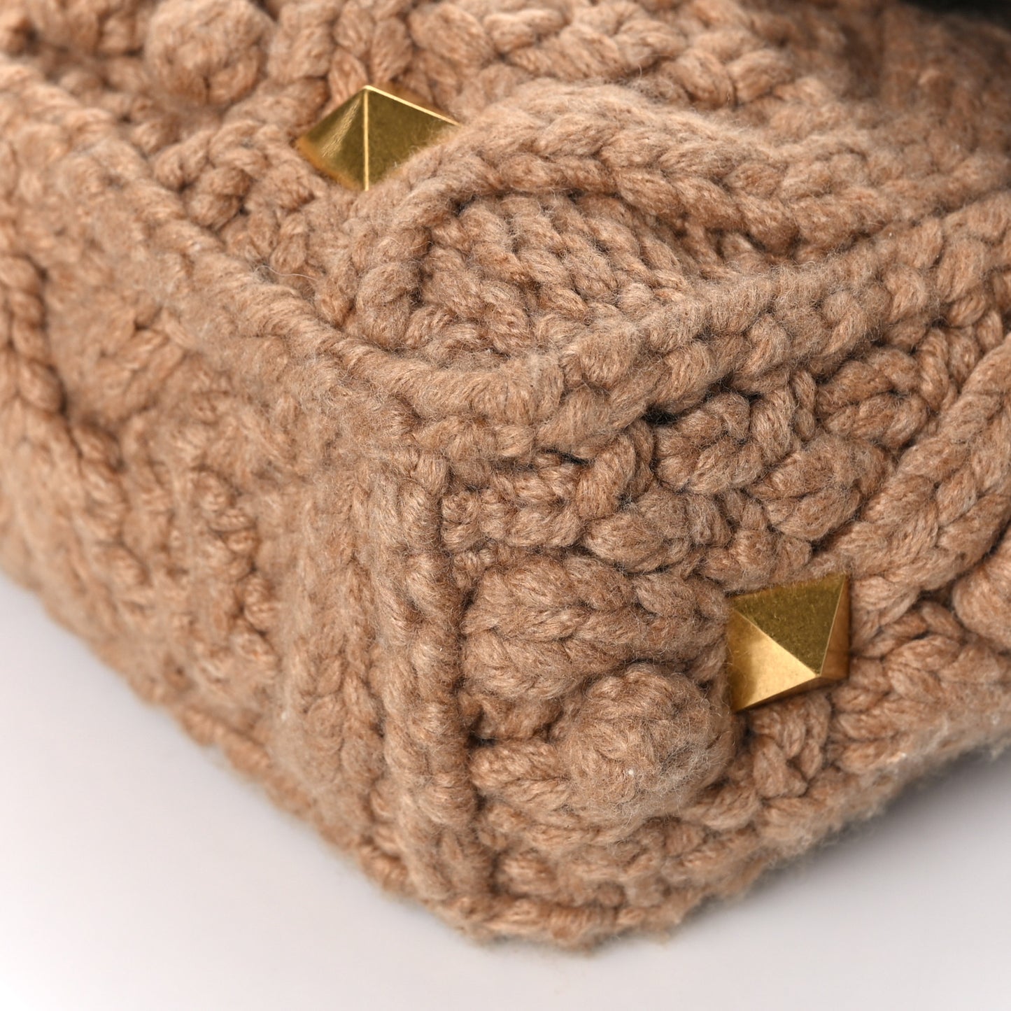 Cashmere Large Roman Stud Shoulder Bag Beige