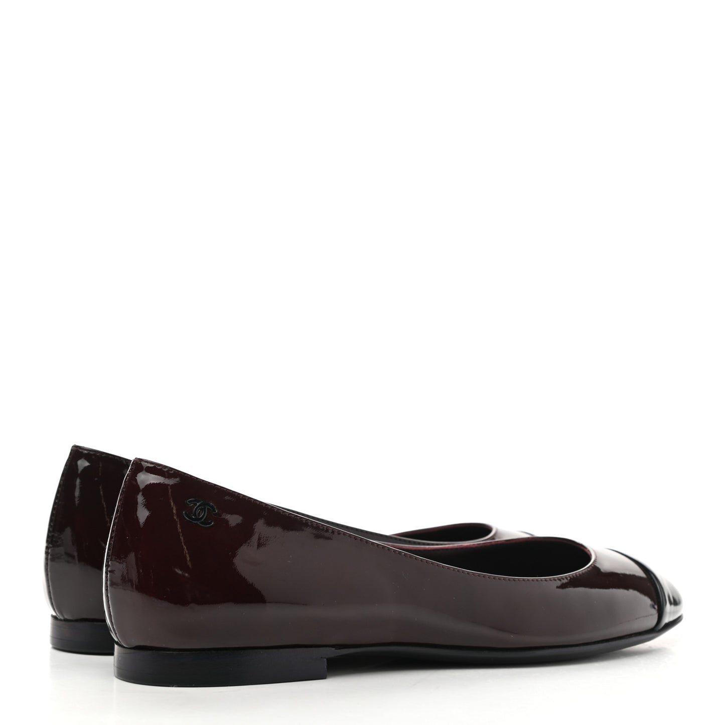 Patent CC Cap Toe Ballerina Flats 36.5 Navy Burgundy