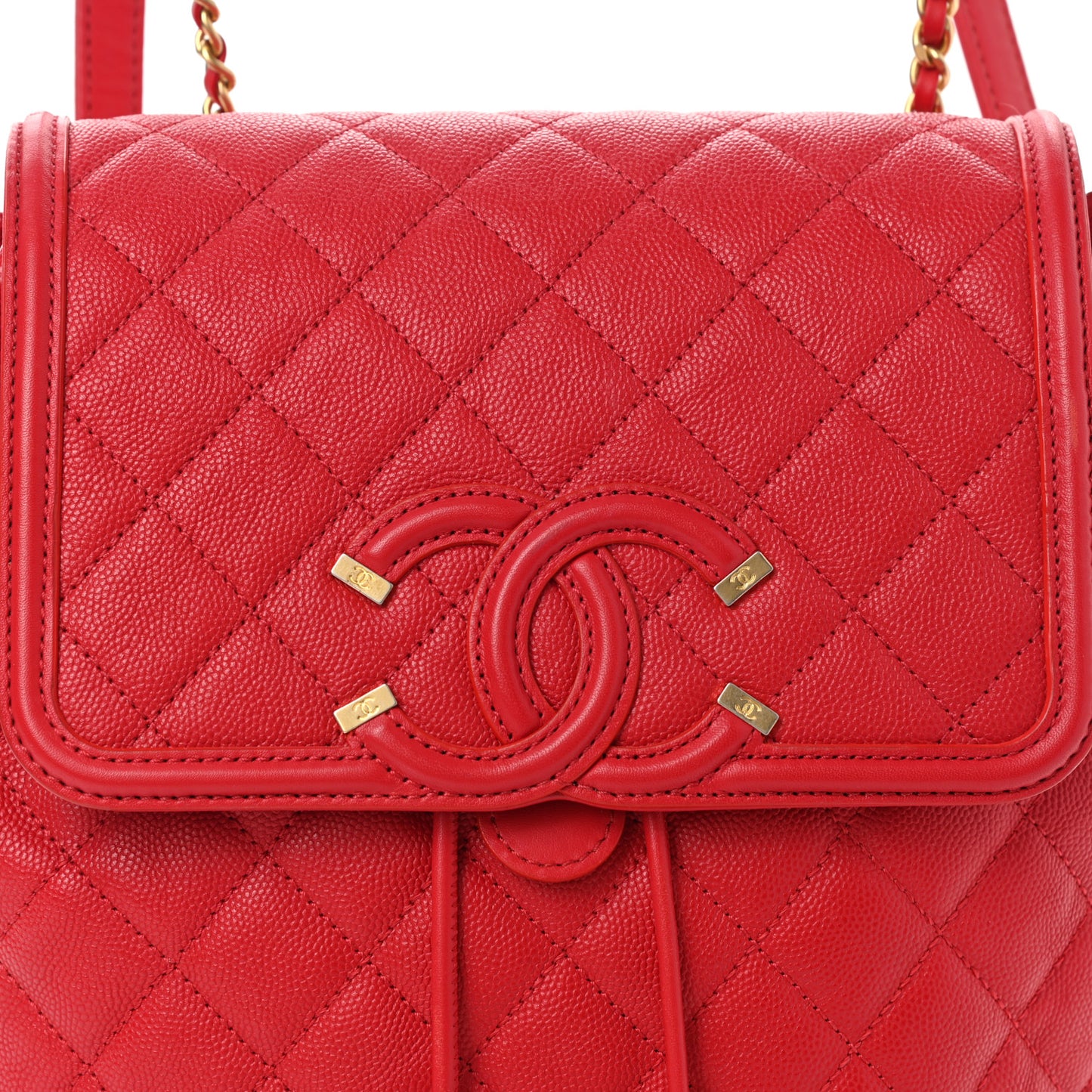 Caviar Quilted Filigree Backpack Red