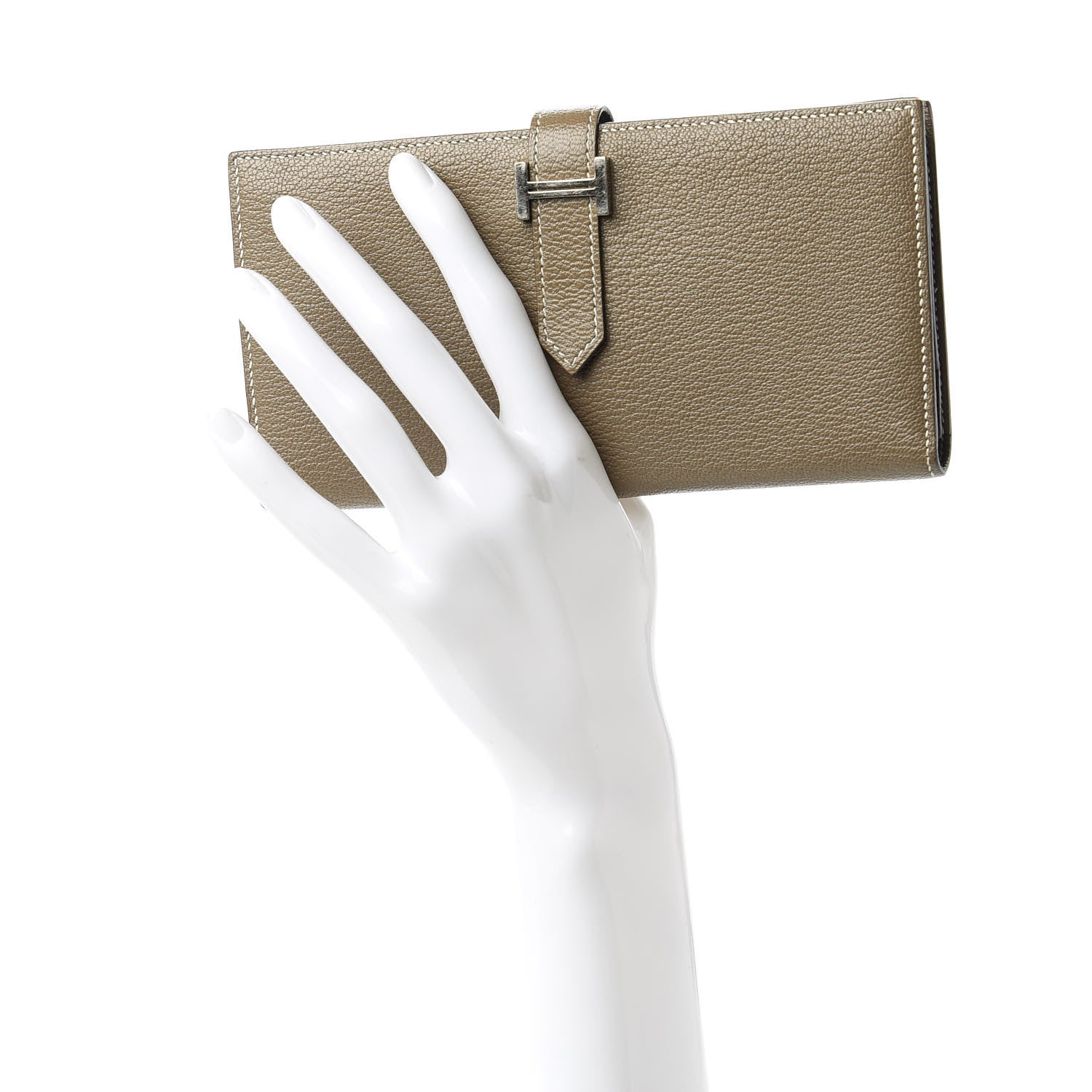 Hermes Chevre Mysore Bearn Gusset Wallet Etoupe 2 of 9