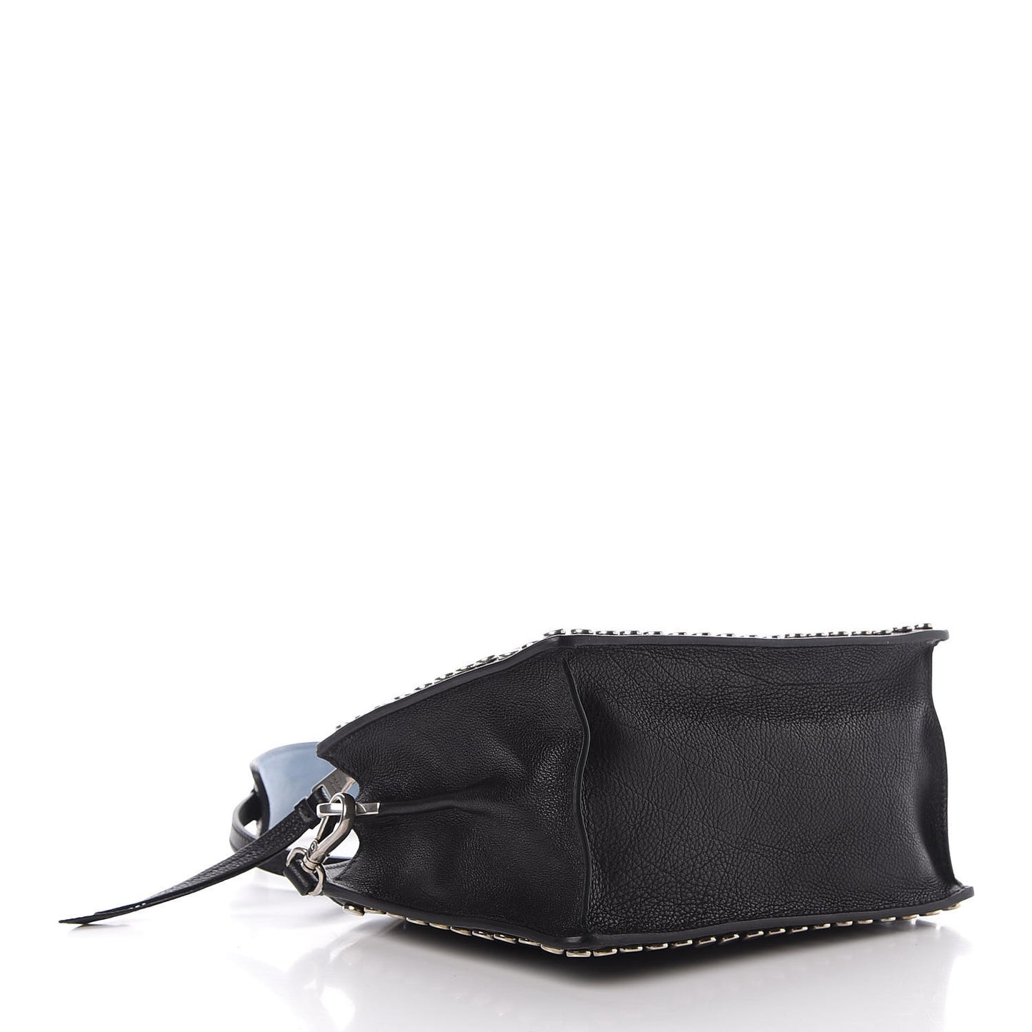 Glace Calfskin Studded Etiquette Shoulder Bag Black