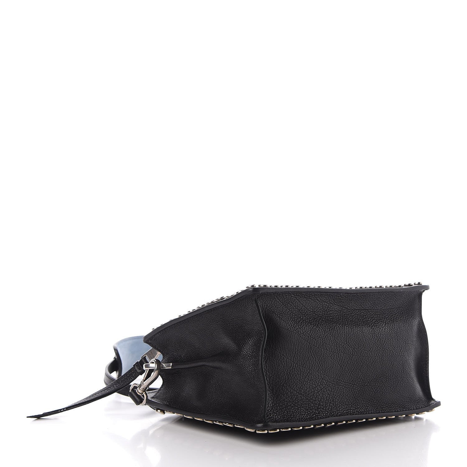 Prada Glace Calfskin Studded Etiquette Shoulder Bag Black 4 of 9
