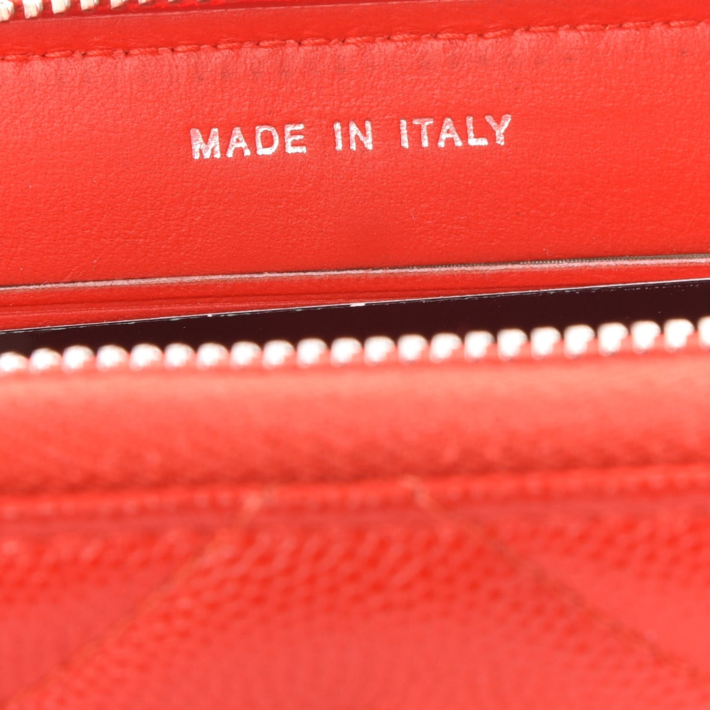 Caviar Chevron Quilted Small Zip Around Wallet Red