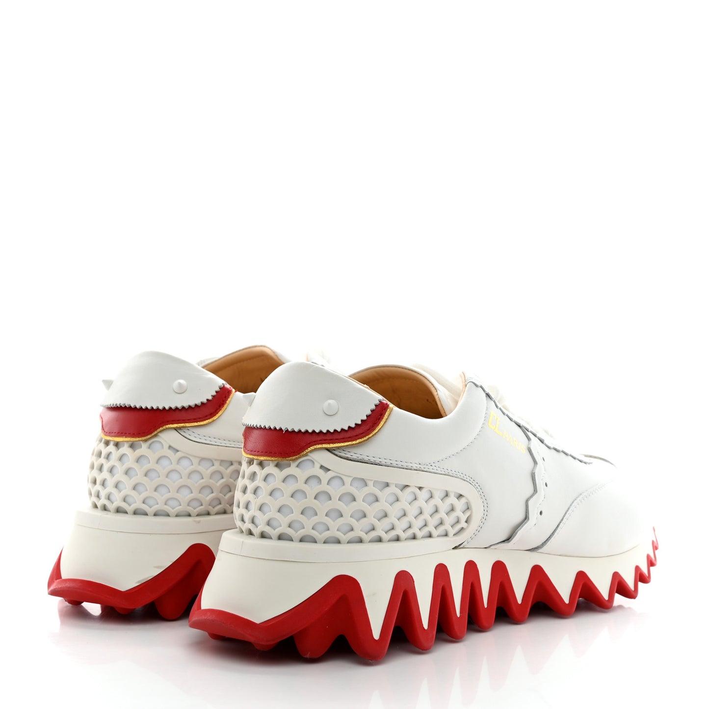 Calfskin Rubber Neoprene Nappa Mens Loubishark Sneakers 41 White