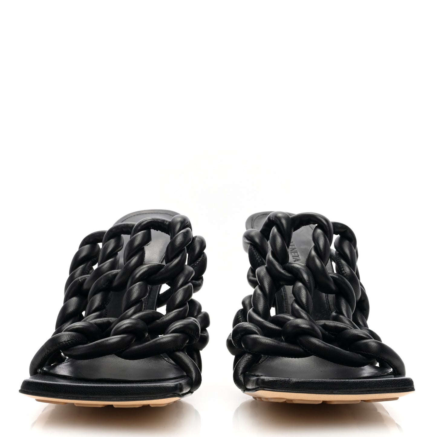 Nappa Braided Stretch Mule Sandals 39 Black