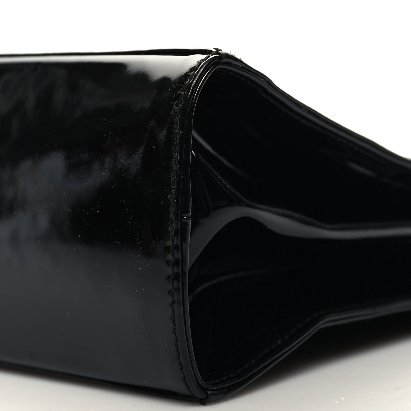 Patent Small Iconic Top Handle Bag Black