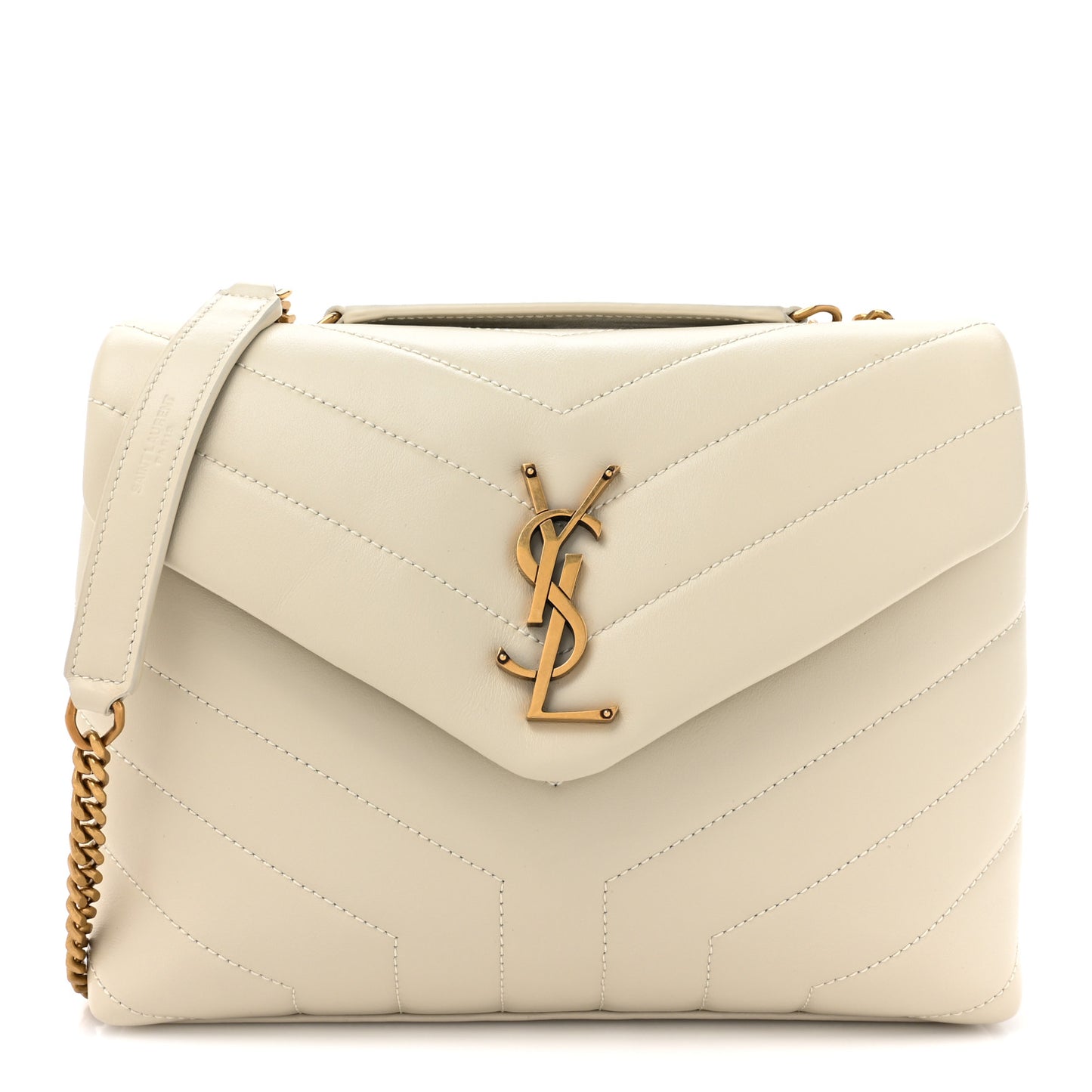 Calfskin Y Quilted Monogram Small Loulou Chain Satchel Crema Soft