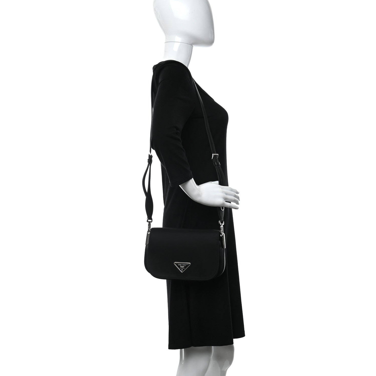 Prada Tessuto Vitello Medium Margit Shoulder Bag Black 2 of 11