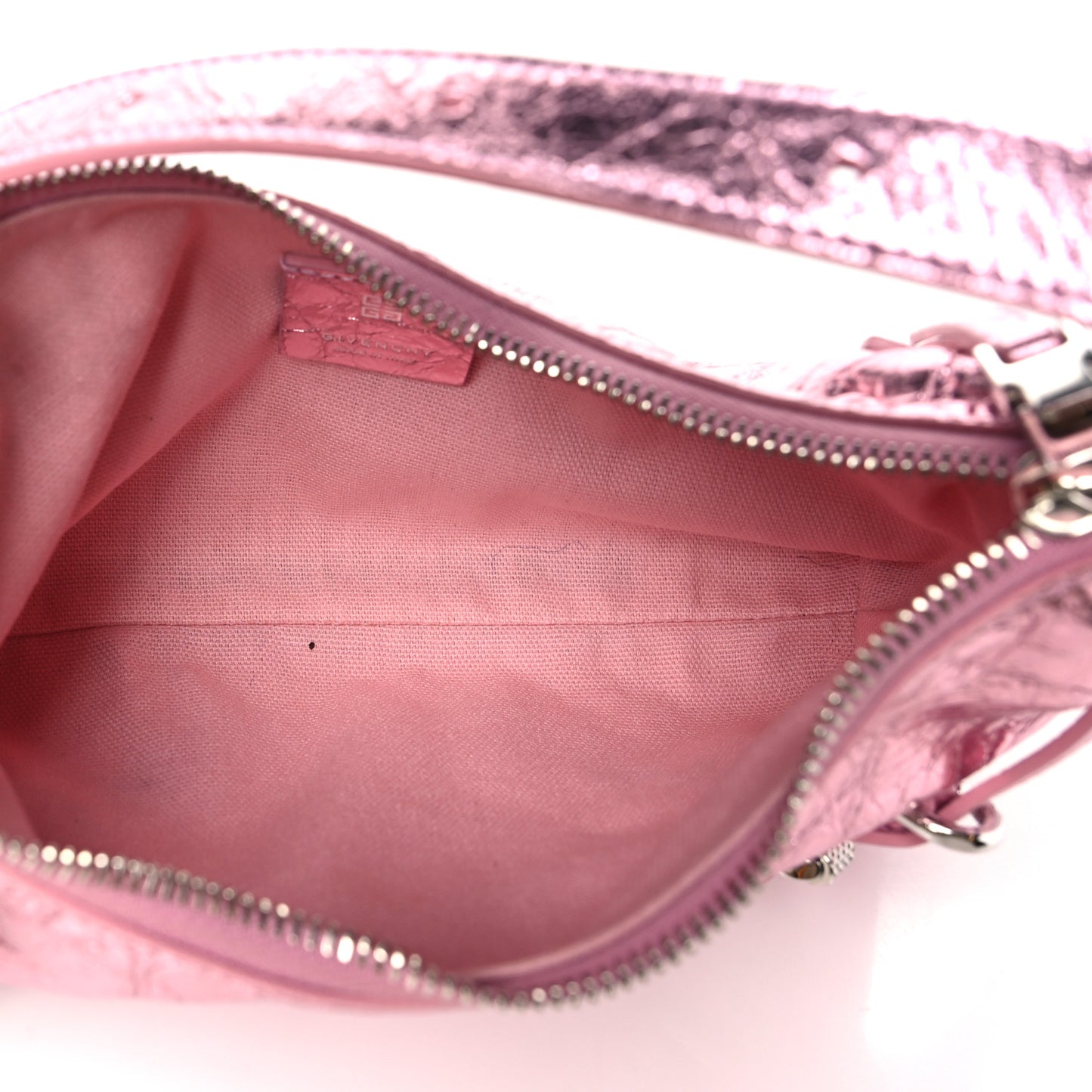 Metallic Calfskin Mini Voyou Bag Silk Pink