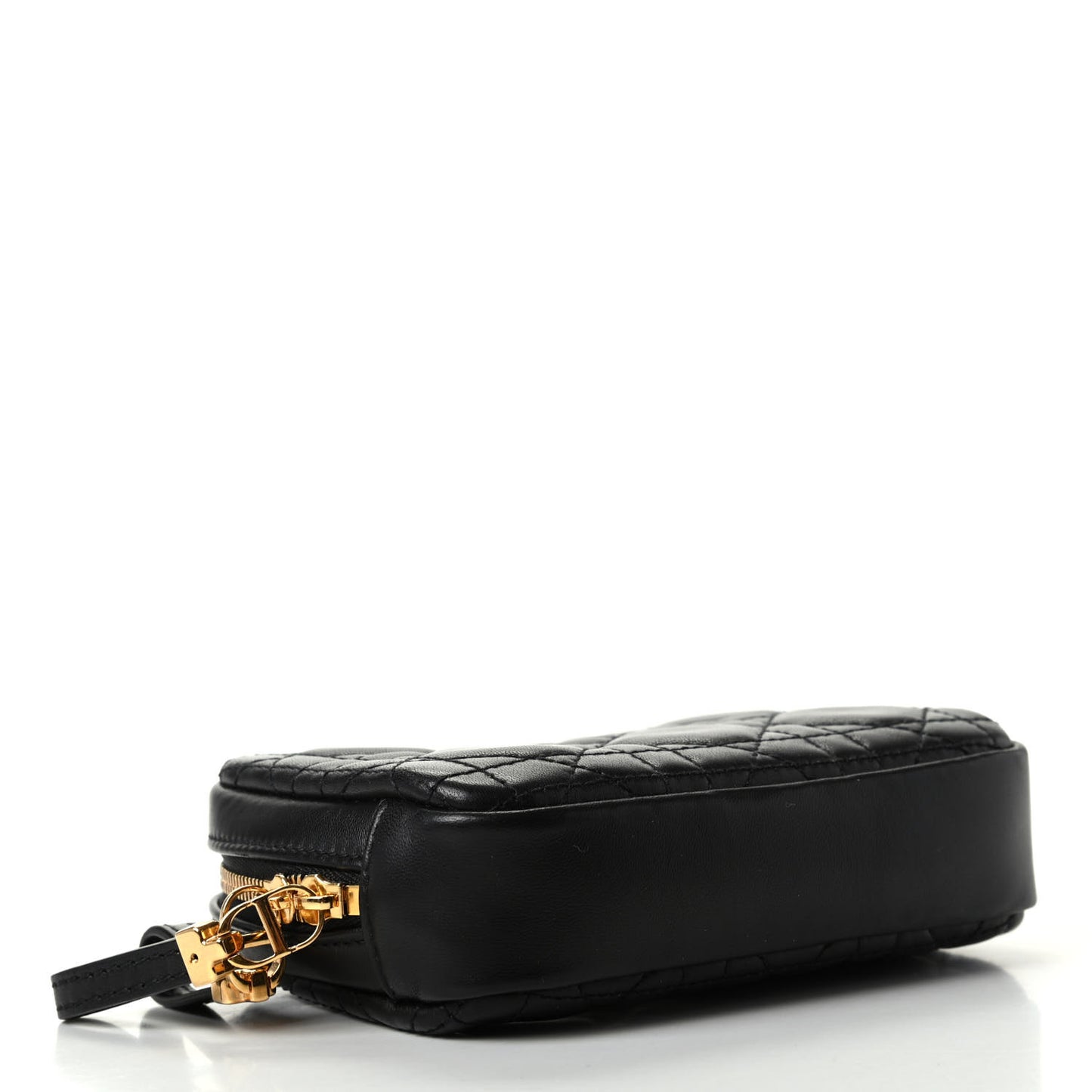 Lambskin Cannage Small Caro Zipped Pouch Black
