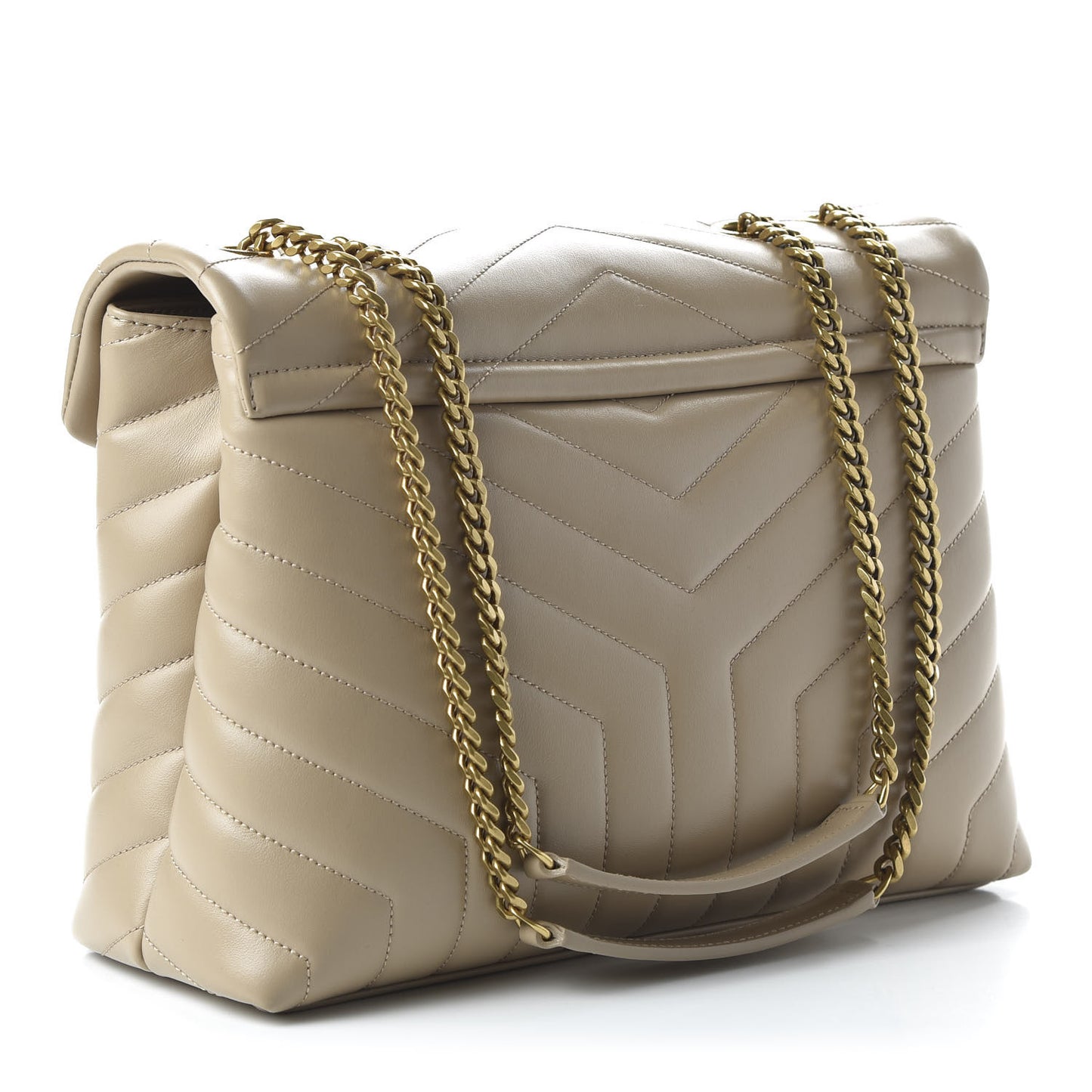 Calfskin Y Quilted Monogram Medium Loulou Chain Satchel Dark Beige