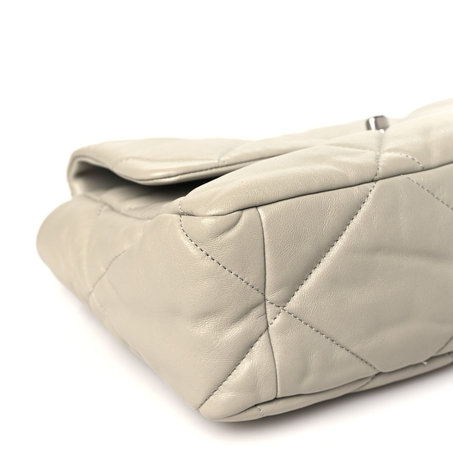 Lambskin Quilted Large Chanel 19 Flap Light Grey