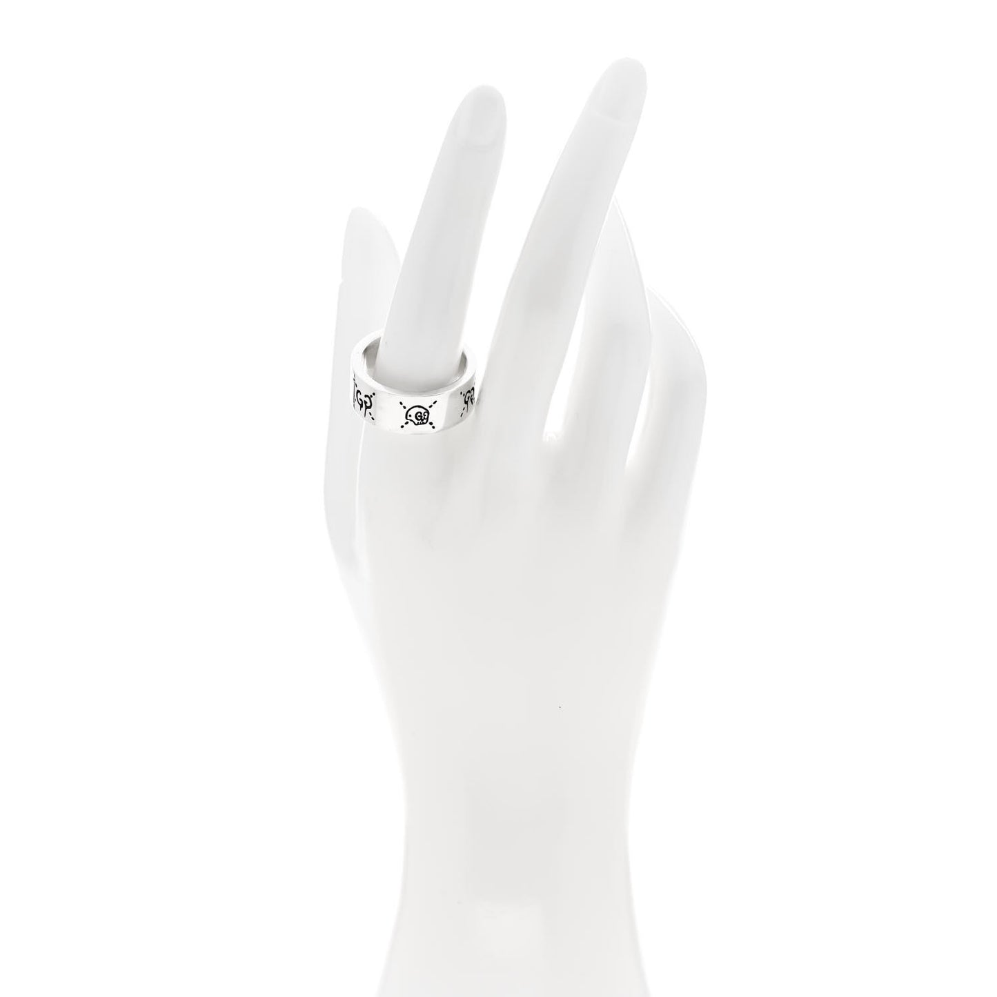 Sterling Silver GucciGhost Hamlet Skull Band Ring 63 10.5