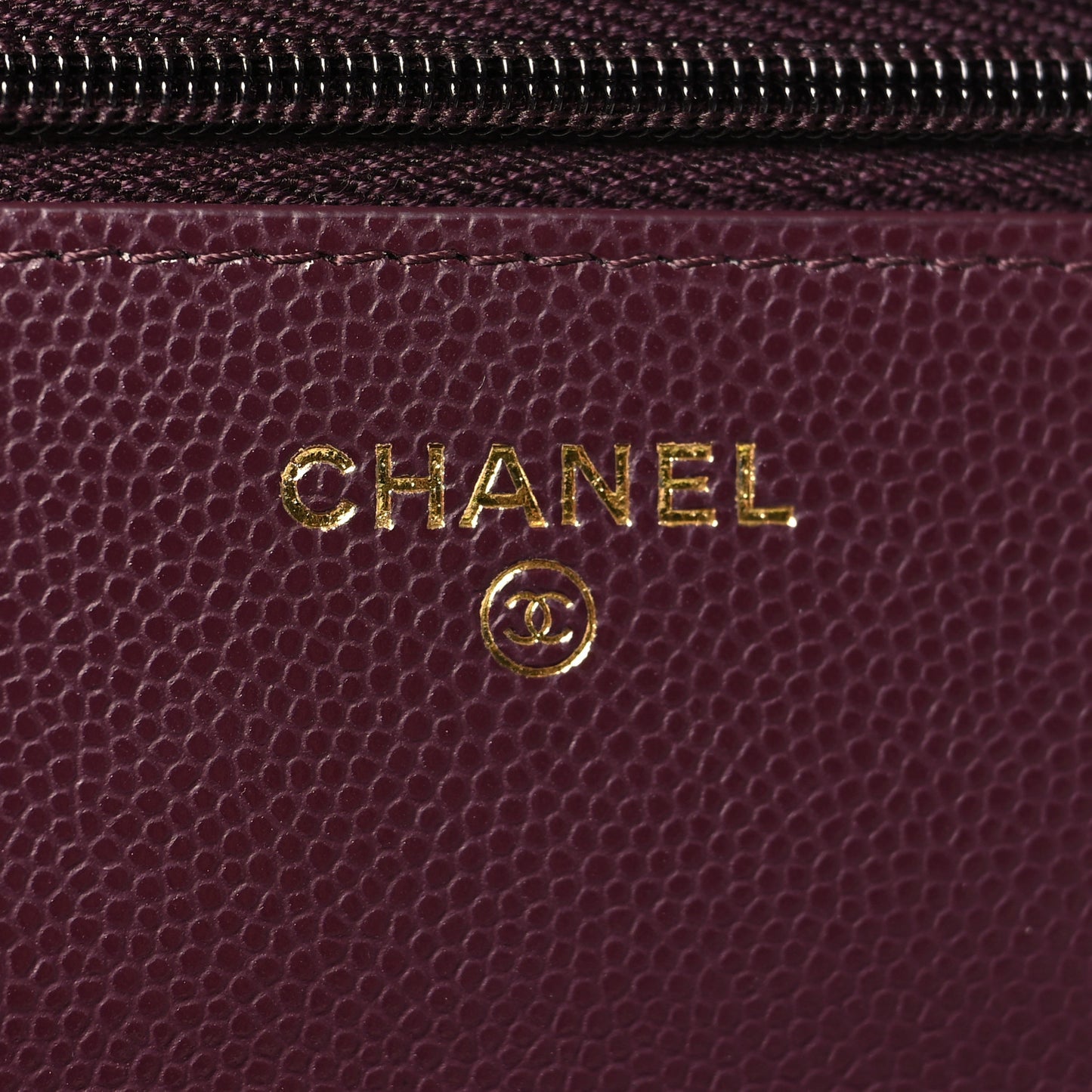 Caviar Quilted Embossed CC Wallet On Chain WOC Dark Burgundy