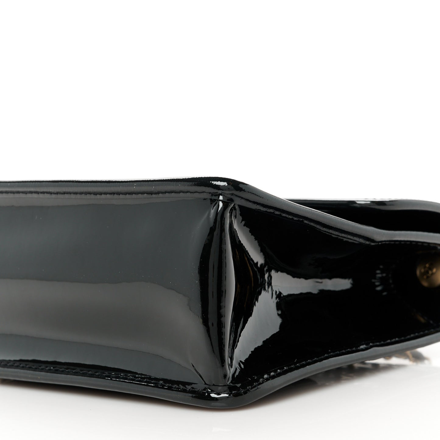 Patent Quilted Mini Graphic Catch Flap Black