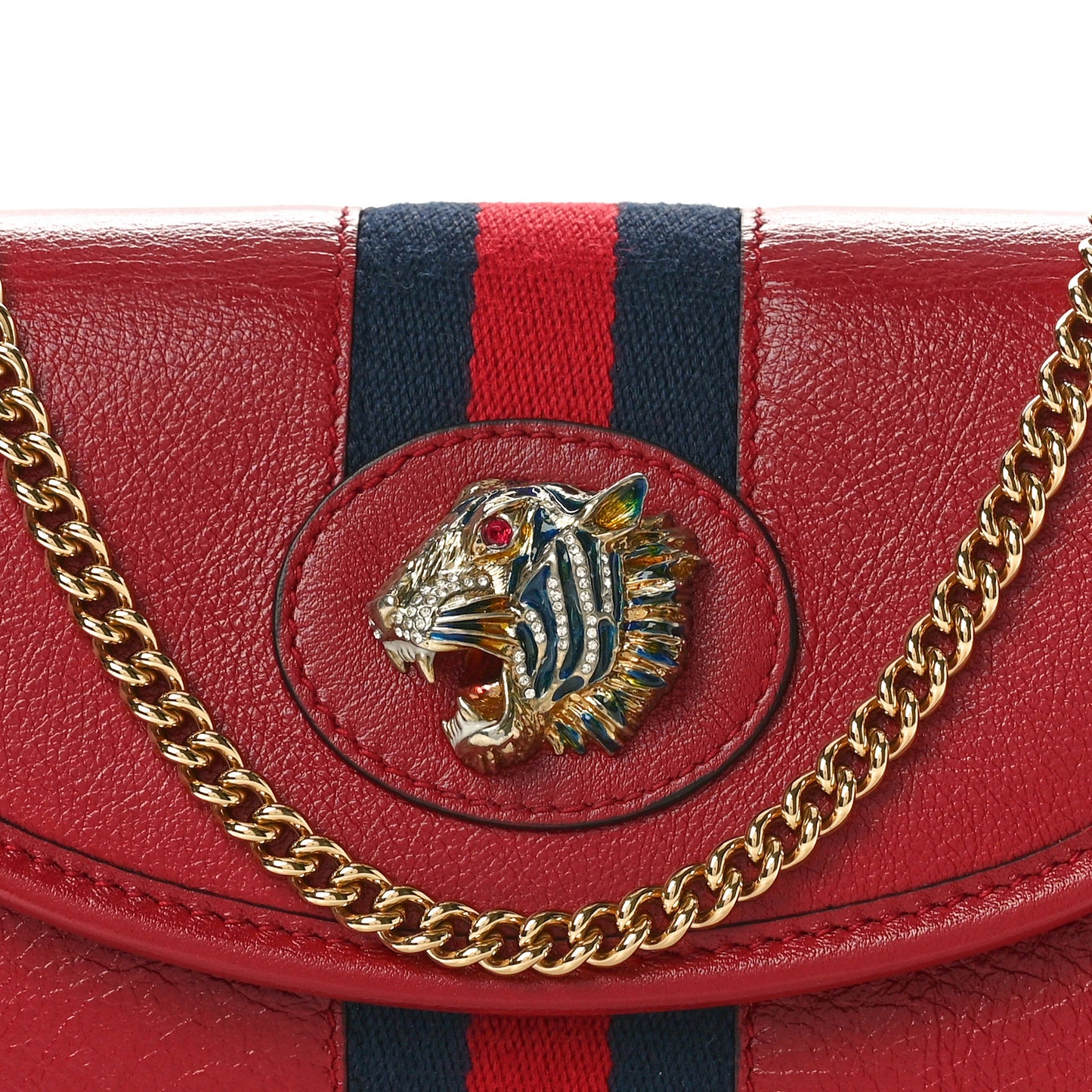 Textured Calfskin Web Mini Rajah Slim Flap Shoulder Bag Romantic Cherry