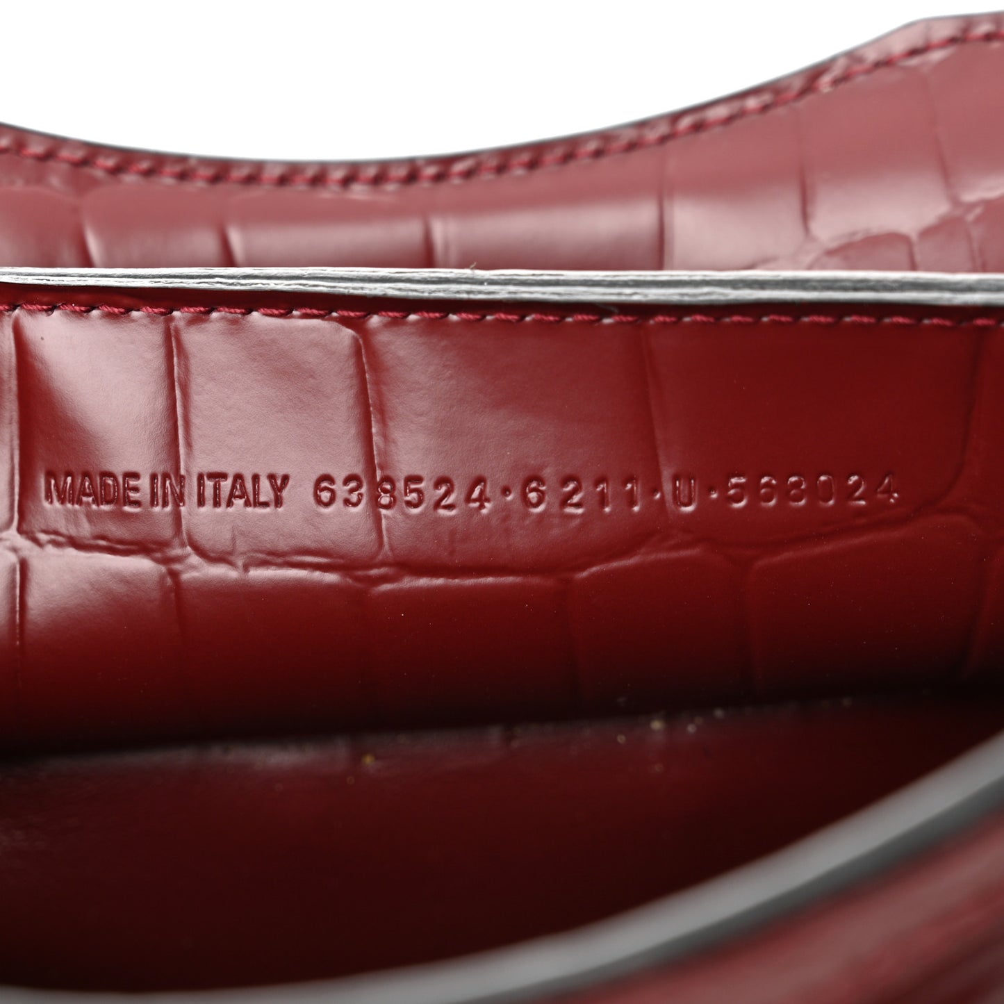 Semi Shiny Calfskin Crocodile Embossed Neo Classic Gold Hardware Mini City Dark Red