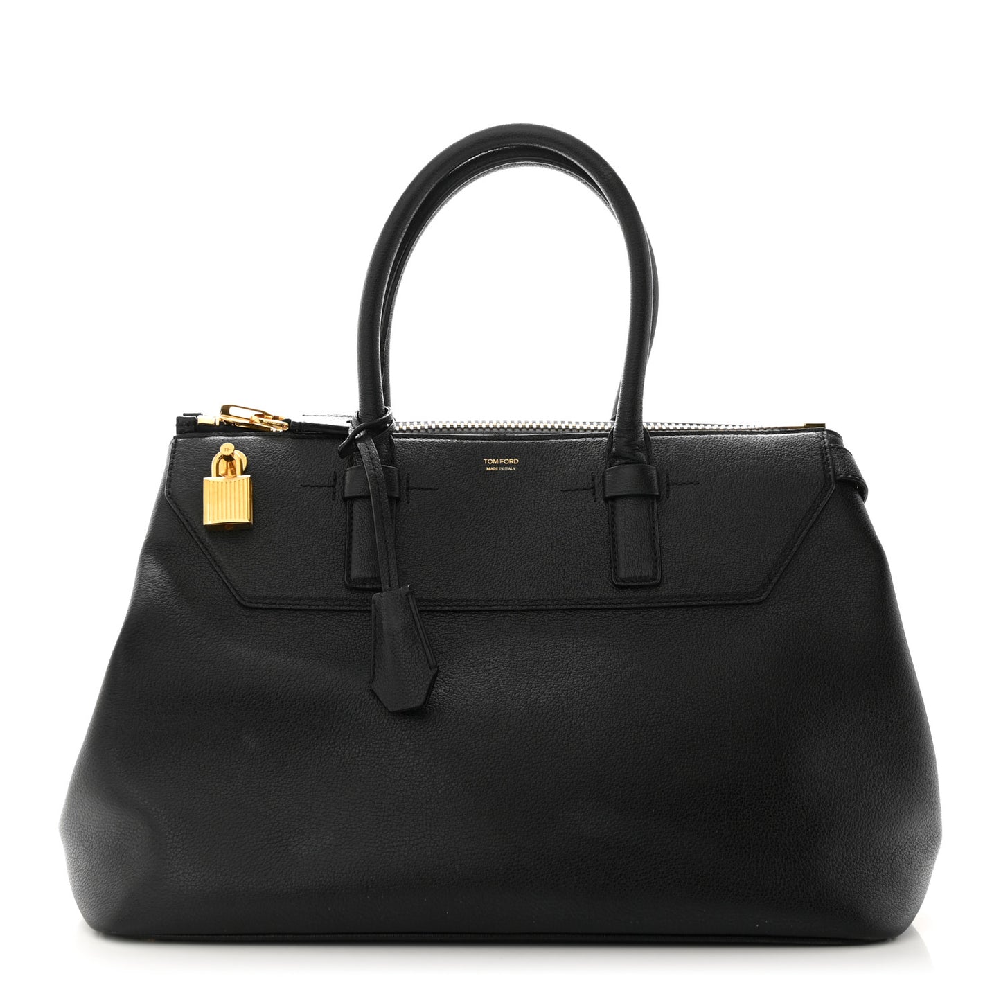 Pebbled Calfskin Medium Petra Bag Black