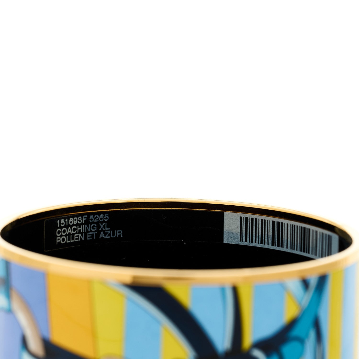 Hermes Enamel Printed Coaching Extra Wide Bracelet 62 Pollen Et Azur 6 of 7