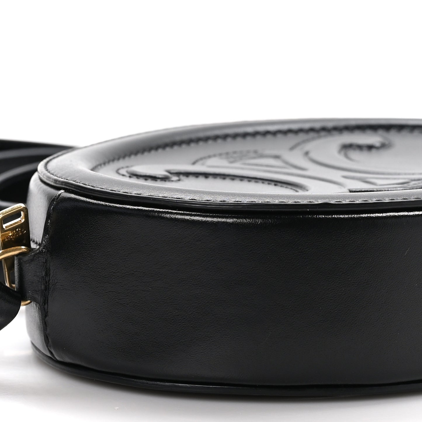 Smooth Calfskin Cuir Small Triomphe Oval Crossbody Purse Black