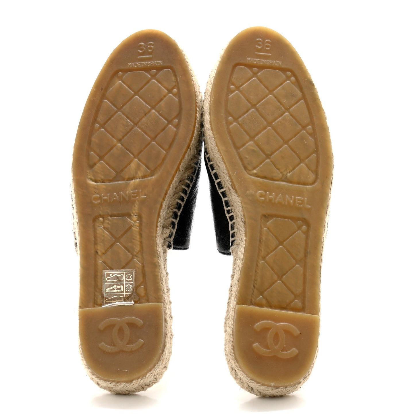 Iridescent Goatskin Patent CC Espadrille Mules 36 Black