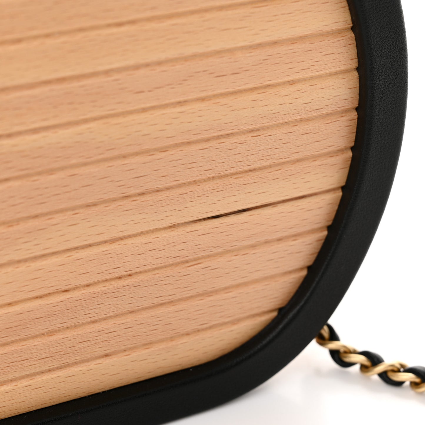 Beech Wood Lambskin Round CC Vanity Case Black