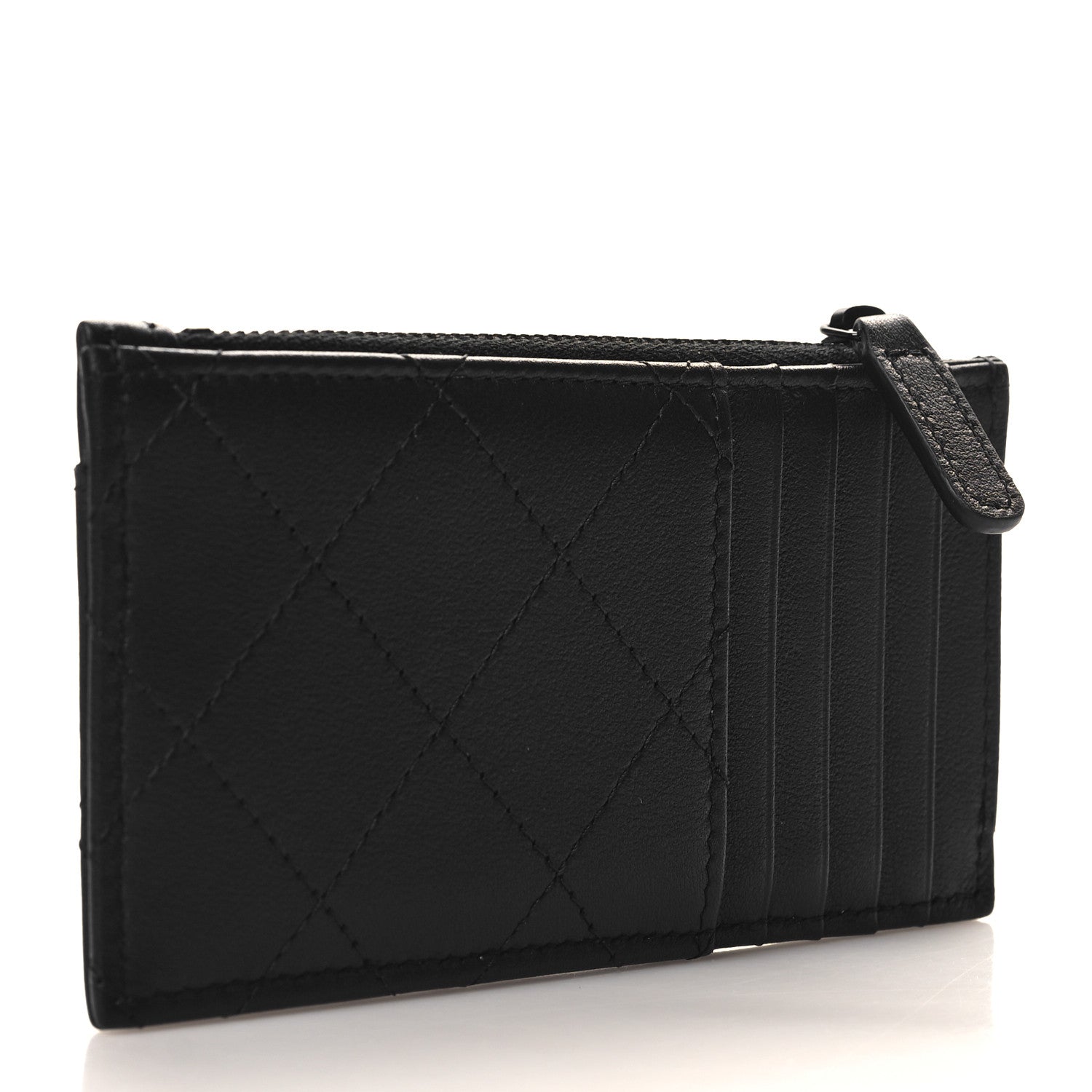 Chanel Calfskin Quilted Zip Card Holder So Black 3 of 8