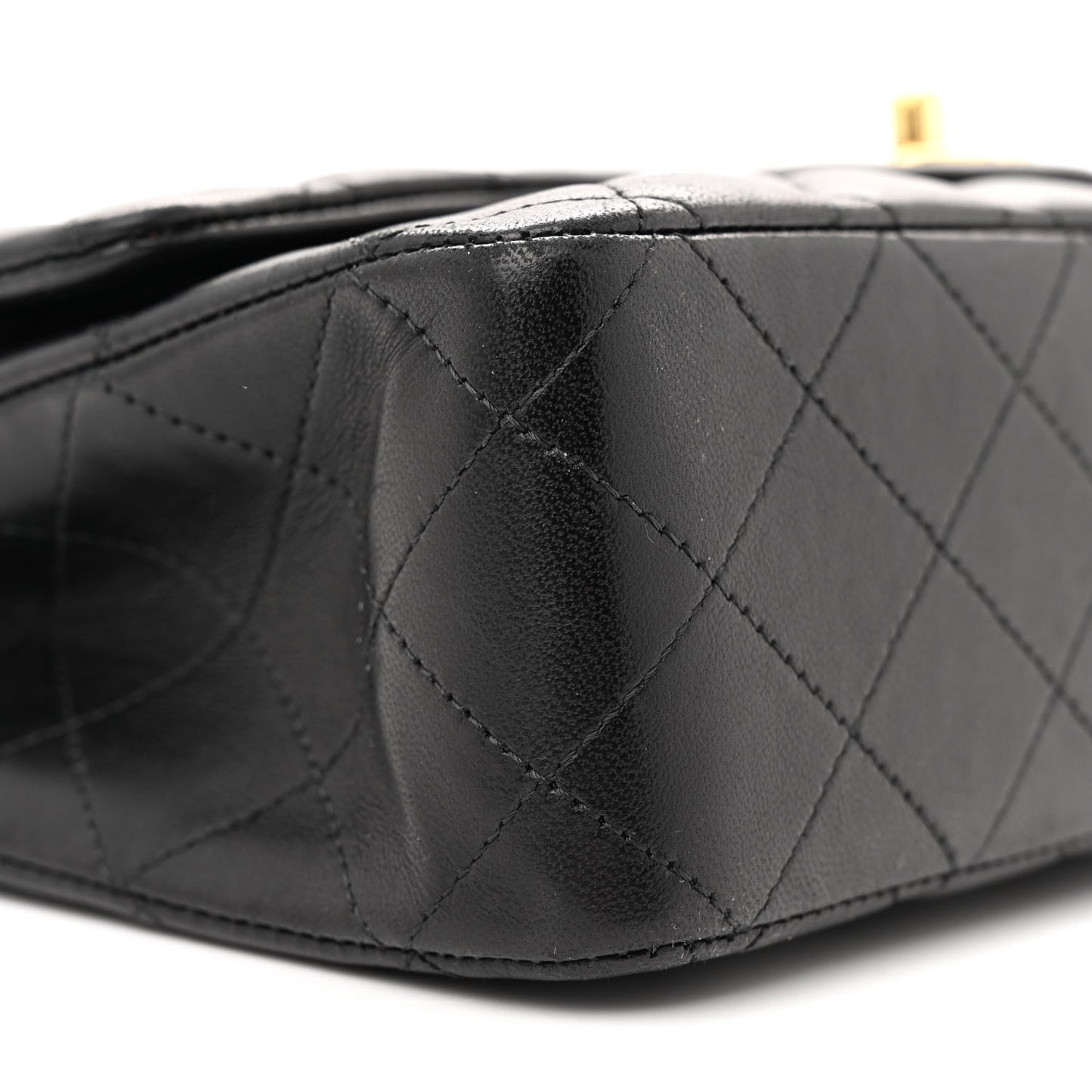 Lambskin Quilted Medium Double Flap Black