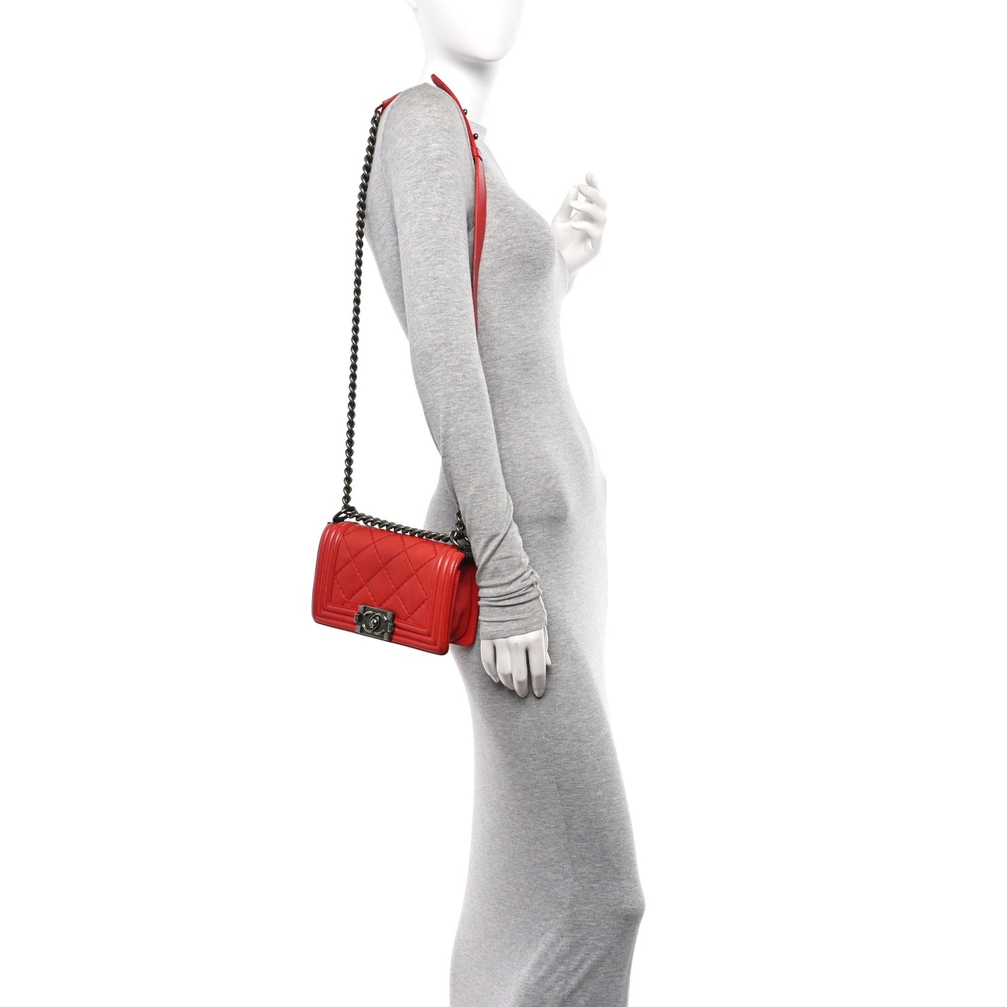 Calfskin Double Stitch Small Boy Flap Red