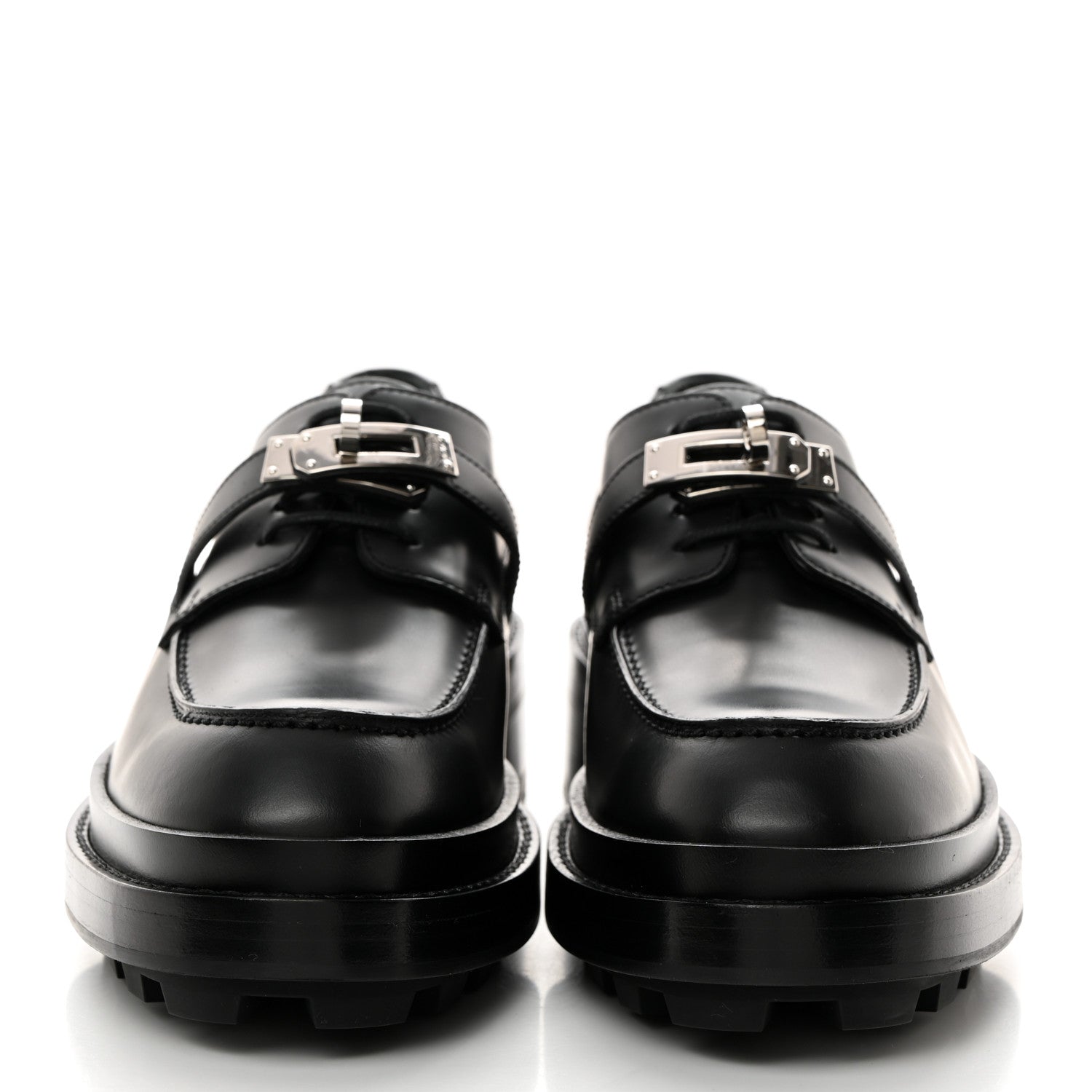 Hermes Calfskin First Derby Shoes 37 Black 2 of 9